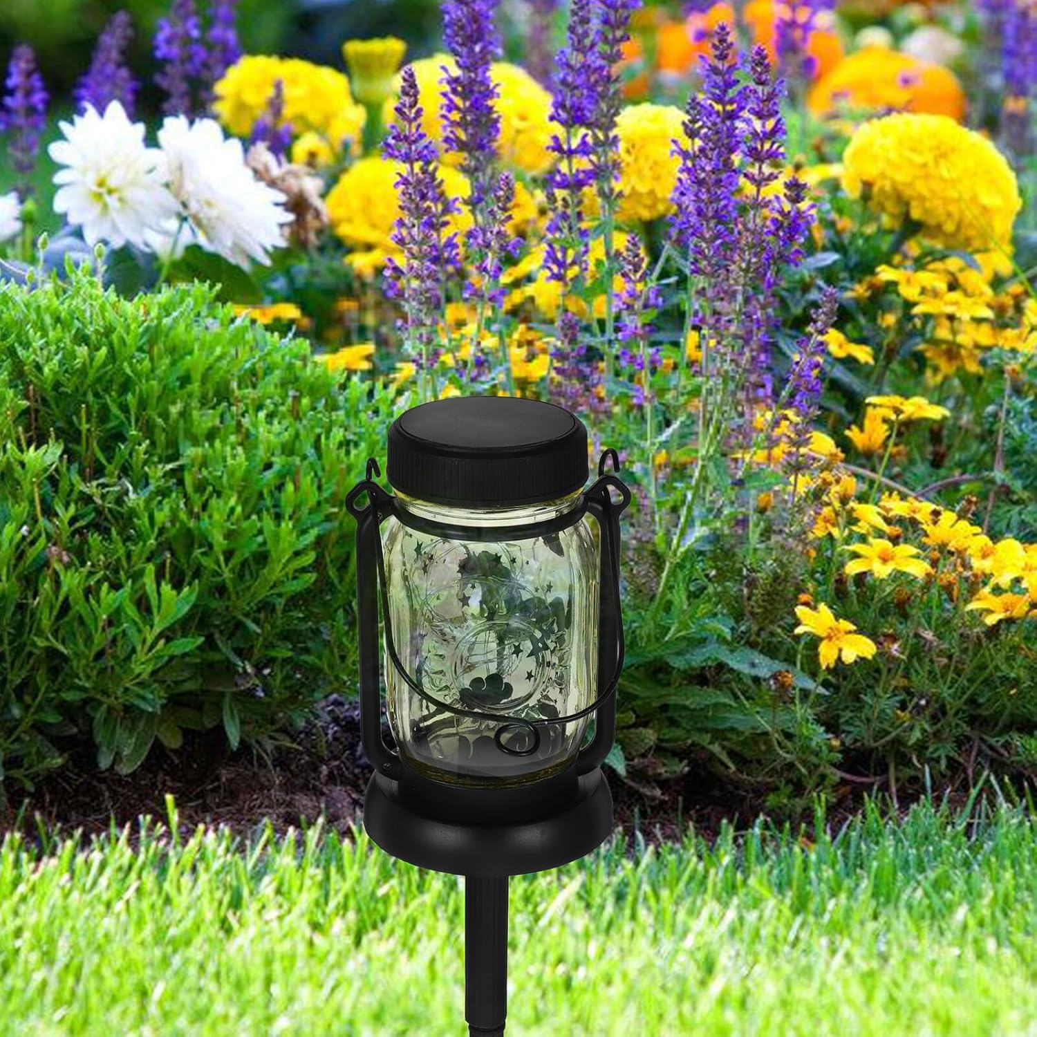 2pcs Solar Jar Lanterns Vintage Hanging Solar LED Lights Outdoor Yard Decorative Lamps for Garden Patio Camping