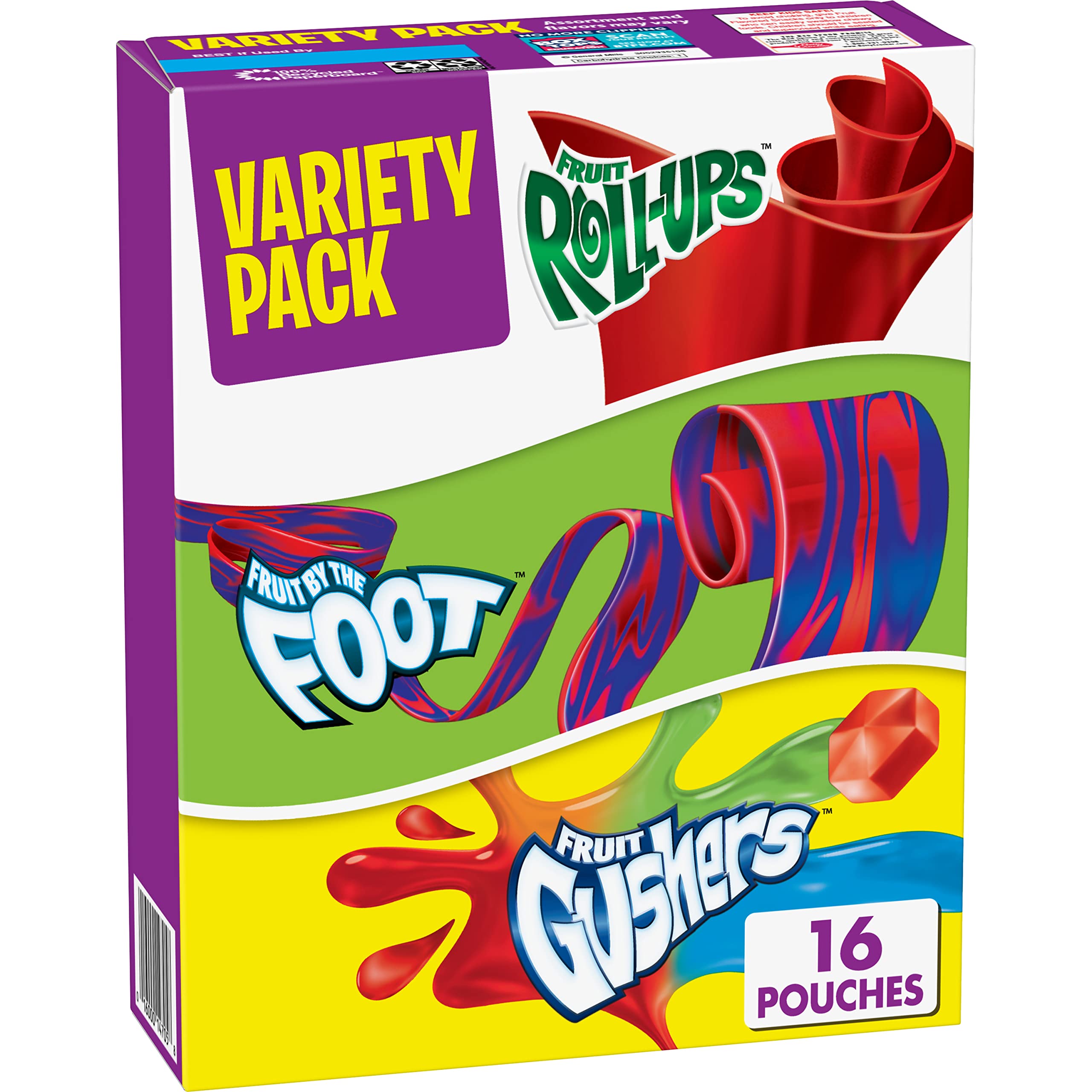 Fruit RollUps, Fruit By The Foot, Gushers, Snacks