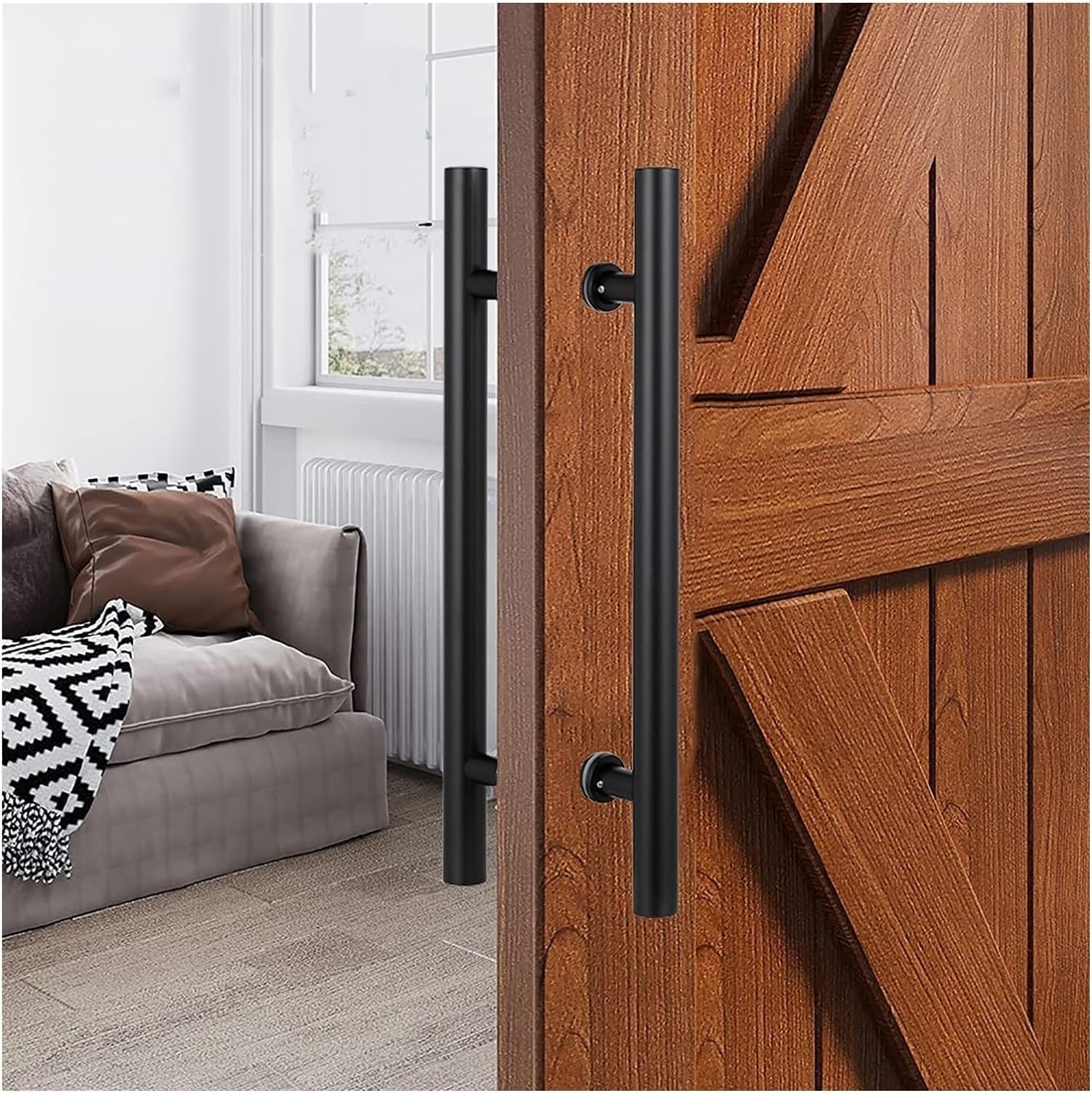 Poignées de porte coulissantes double face en acier inoxydable pour portes en bois et verre
