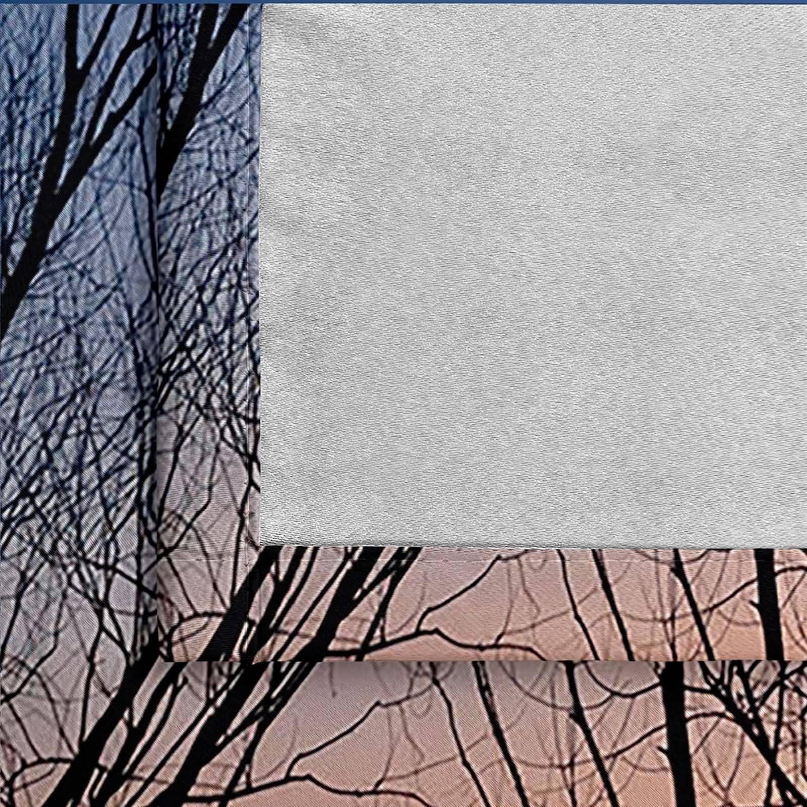Rideau Pare Soleil Maison, Paysage d'arbres fanés Rideaux à Oeillets pour Salon/Chambre à Coucher, Bleu, 102x214cm