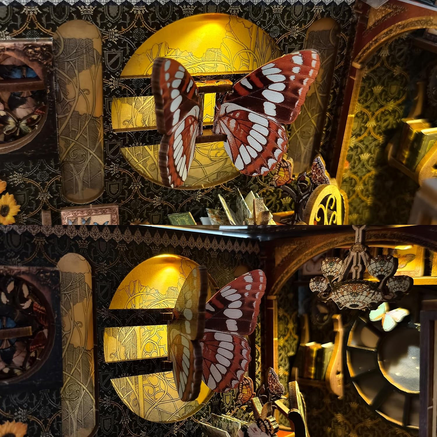 Book Nook Kit - DIY Miniature House Dollhouse Kit 3D Puzzles for Adults, Gifts for Family and Friends Bookshelf Decor Tiny House Model Build with Dust Cover