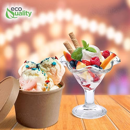 Miniatura 5 de Recipientes desechables de papel kraft para sopa con tapas, tazas de helado de papel, cuencos de postre desechables, tazas de yogur congelado,