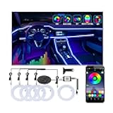 5 in 1 Car Led Strip Lights with App Control, RGB Colors Interior Car Lights, Ambient Led Lighting Kit, 4 Light Flashing Modes, USB Neon Accessories for Doors, Center Console