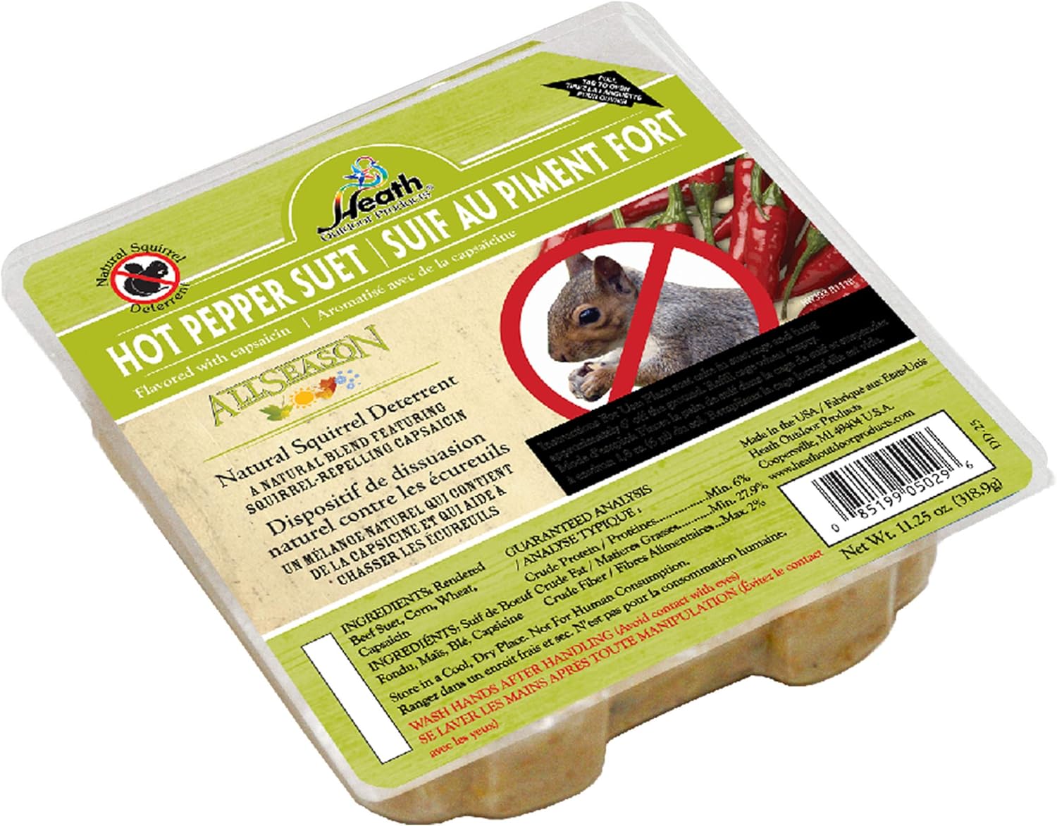 Heath Outdoor Products DD25 Hot Pepper Suet Cake, Natural