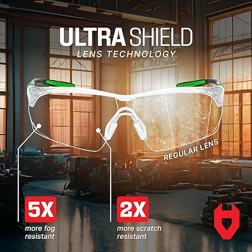 Miniatura 4 de Gafas de seguridad NoCry para adultos gafas de trabajo ligeras con montura ajustable y empuñaduras antideslizantes gafas antivaho resistentes a los