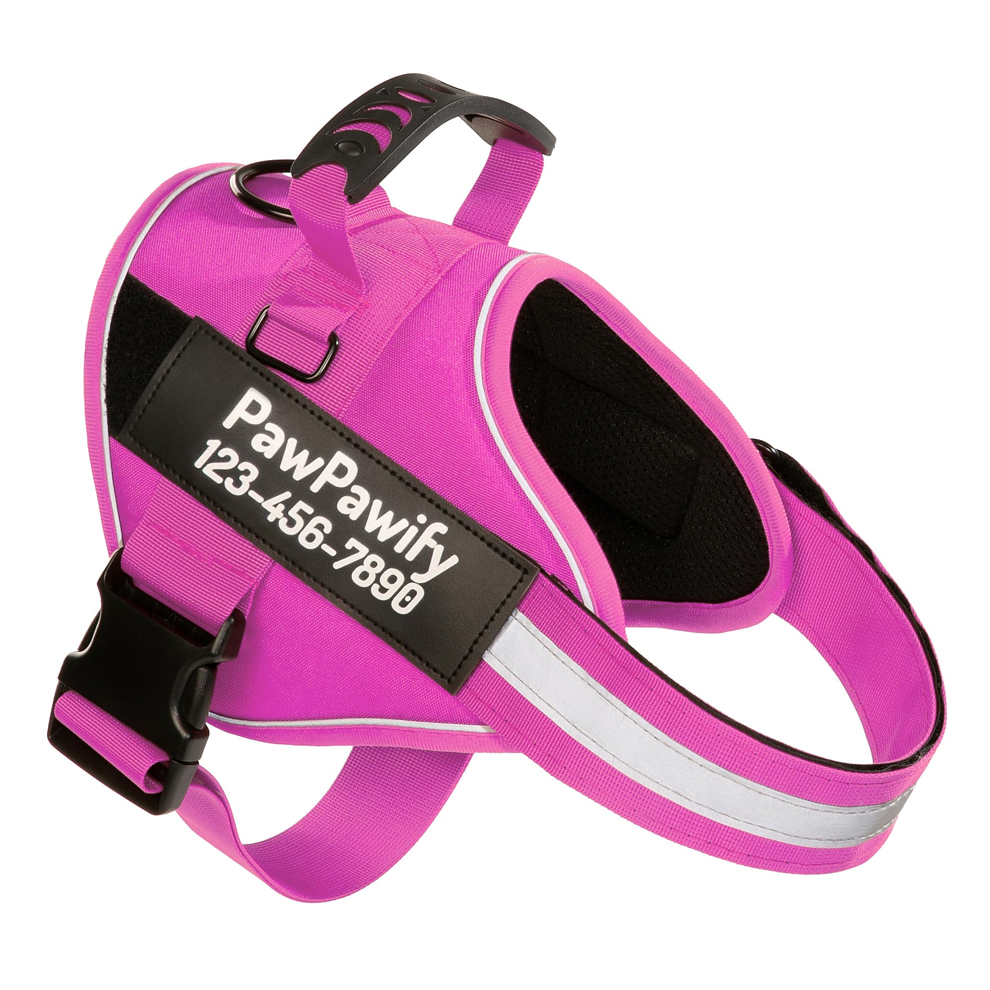 PawPawify Personalized No Pull Dog Harness with 2 Custom Name & Phone Patches, Reflective Breathable Pet Vest for Walking Training, Adjustable Heavy