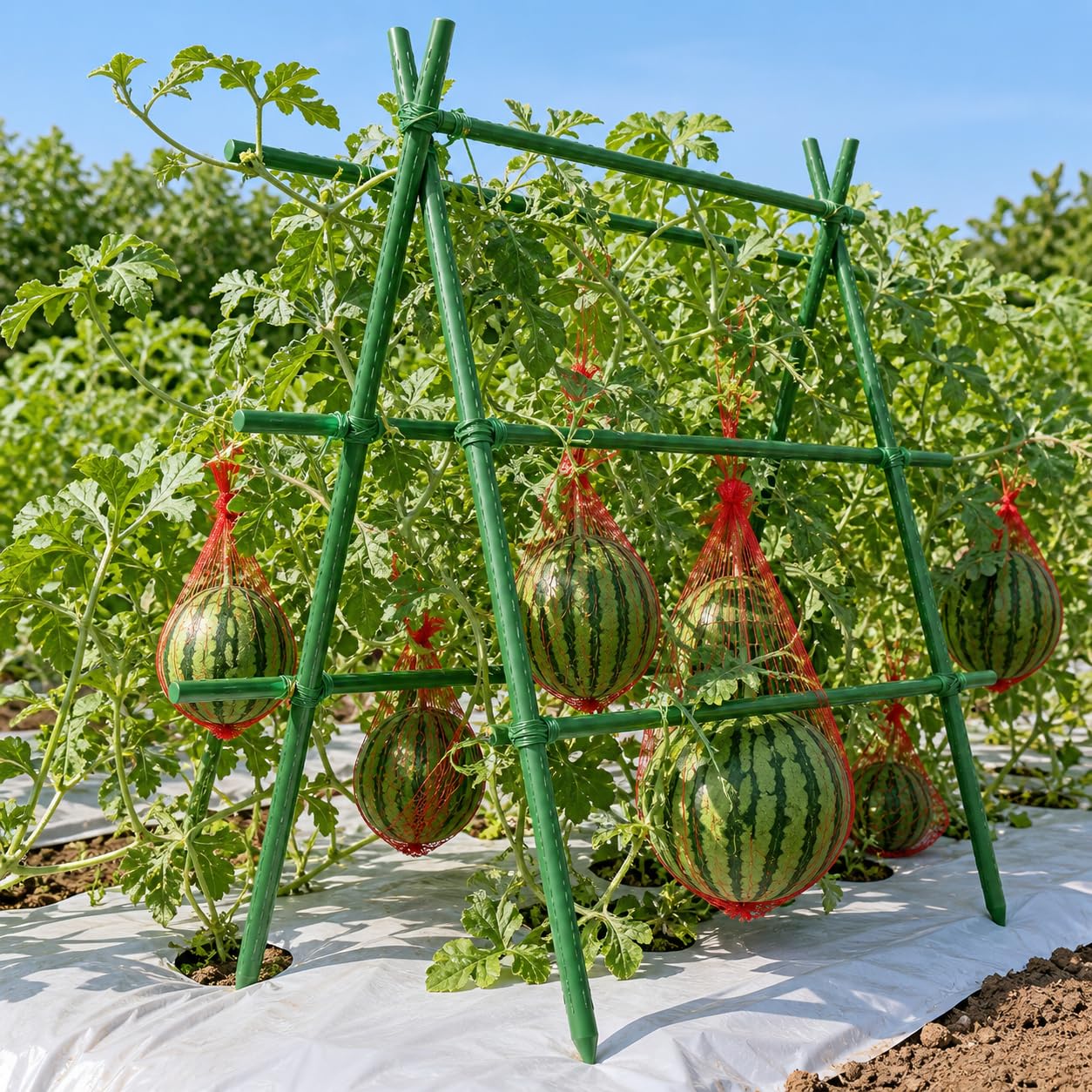Lot de 10 Tuteurs Acier Plastifié, Tuteurs pour Plantes | Tuteurs Tomate avec Liens, Piquets de Jardin pour Plantes Grimpantes, Légumes et Fleurs, Diamètre 16mm, Longueur 120cm