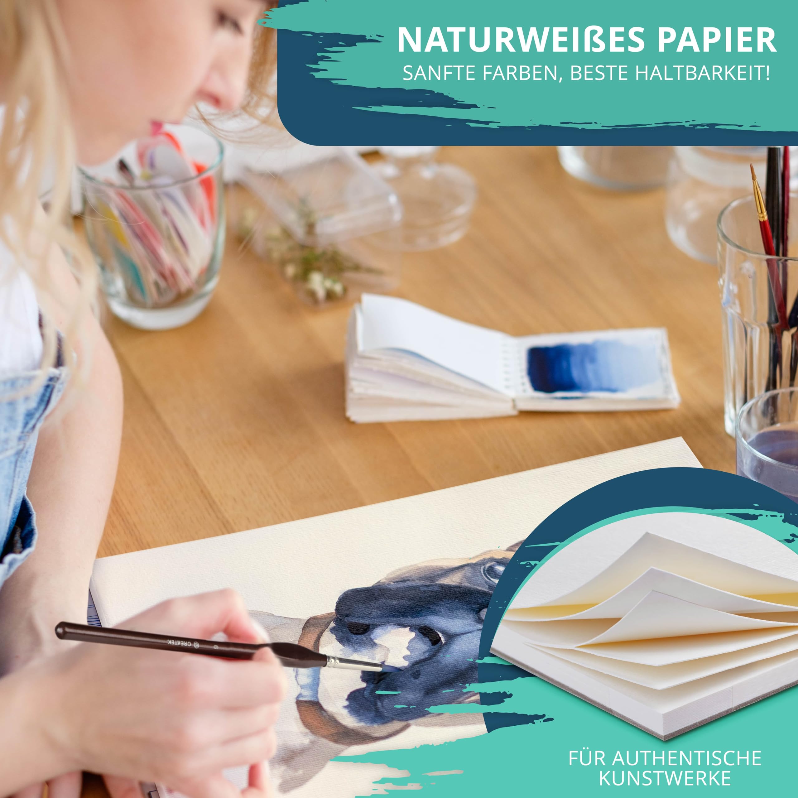 Carta Acquerelli A4 300g - 40 Fogli + Pennelli E Modelli Da Colorare