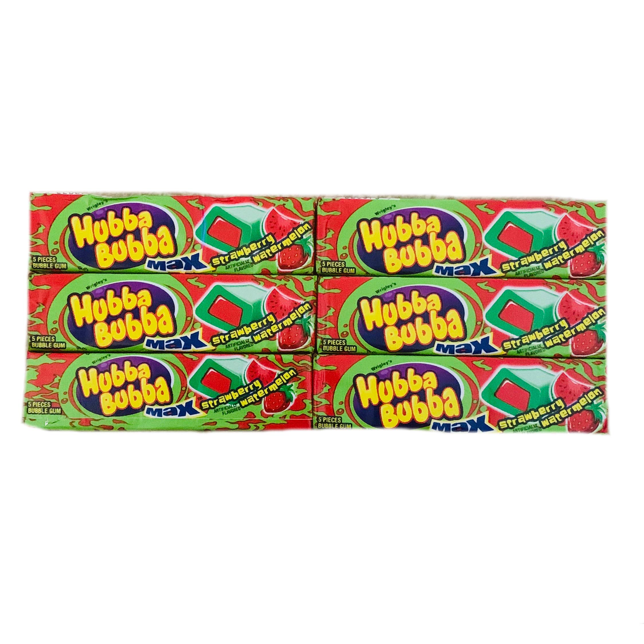 Hubba Bubba Max Strawberry Watermelon Gum | Strawberry Watermelon G | Strawberry Watermelon Bubble Gum | 5 Piece Packs | Pack of 6