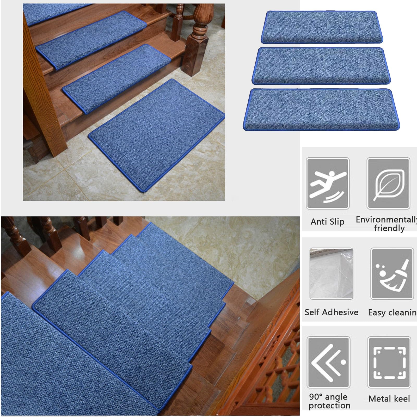 Marches d'escalier antidérapantes autocollantes pour marches en bois, lavables, imitation sisal, protections d'escalier d'intérieur sûres pour sous-sol et utilisation à la maison