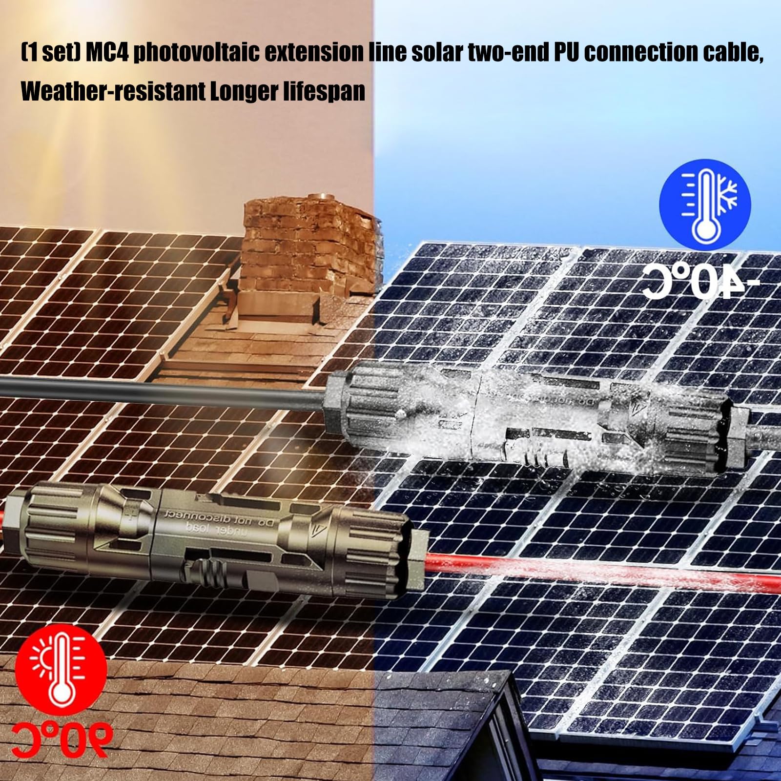 Câble d'extension pour panneau photovoltaïque 4 mm² 30 A 1000 V Câble solaire ignifuge