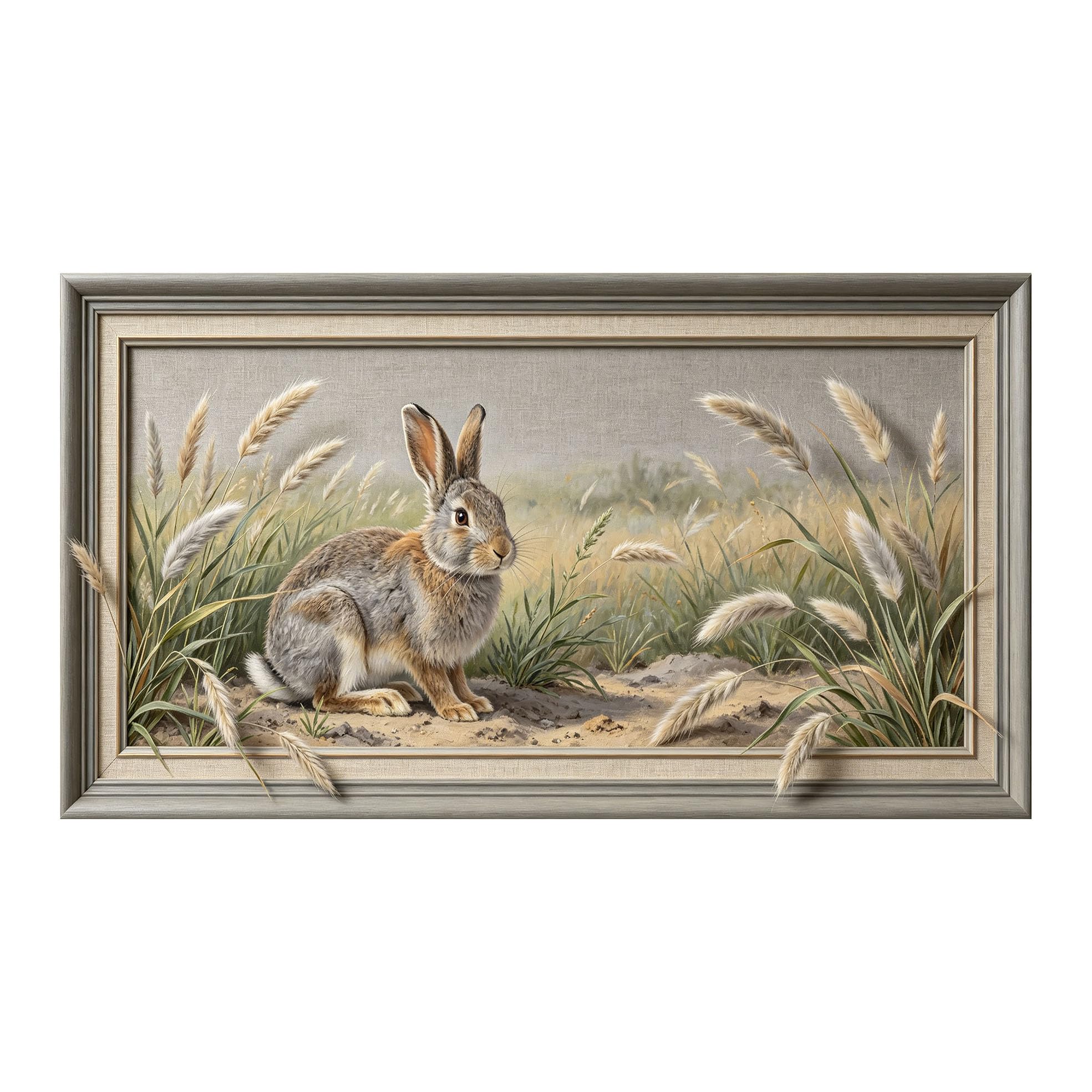 Yzpallescene 3D 3D Framed Wall Art 50cm×90cm Rabbit Meadow Pastoral Oil Painting Large Size SelfAdhesive Removable Wall Decor Prints Artwork for Living Room Bedroom Office