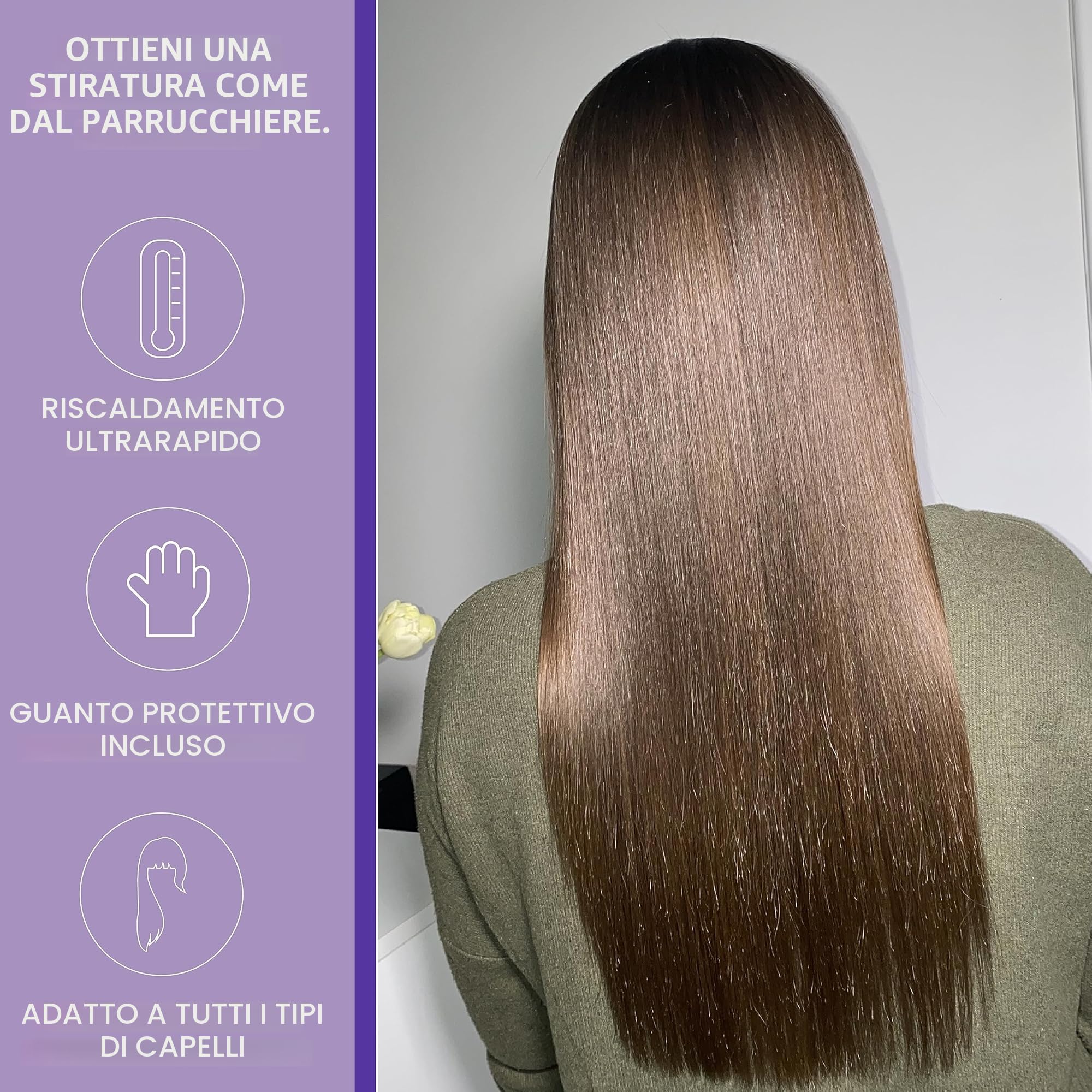 Lissara Wide Evolv - Piastra per capelli professionale - Piastre larghe in Nanotitanio e galleggianti - fino a 230 °C - Speciale per lisciare brasiliano - Nero