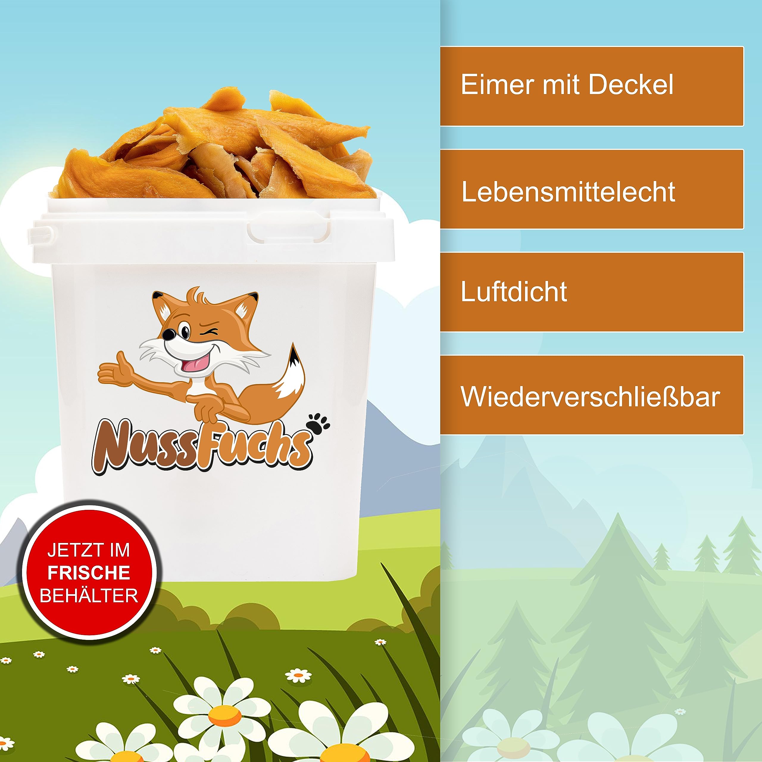 Mango 3kg im Eimer getrocknet naturbelassen ungeschwefelt NussFuchs