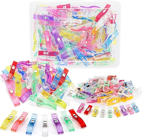 Miniatura 7 de Doukey 100 clips de costura grandes, clips de tela, nociones de costura para coser, suministros de acolchado, herramientas de manualidades, clips de