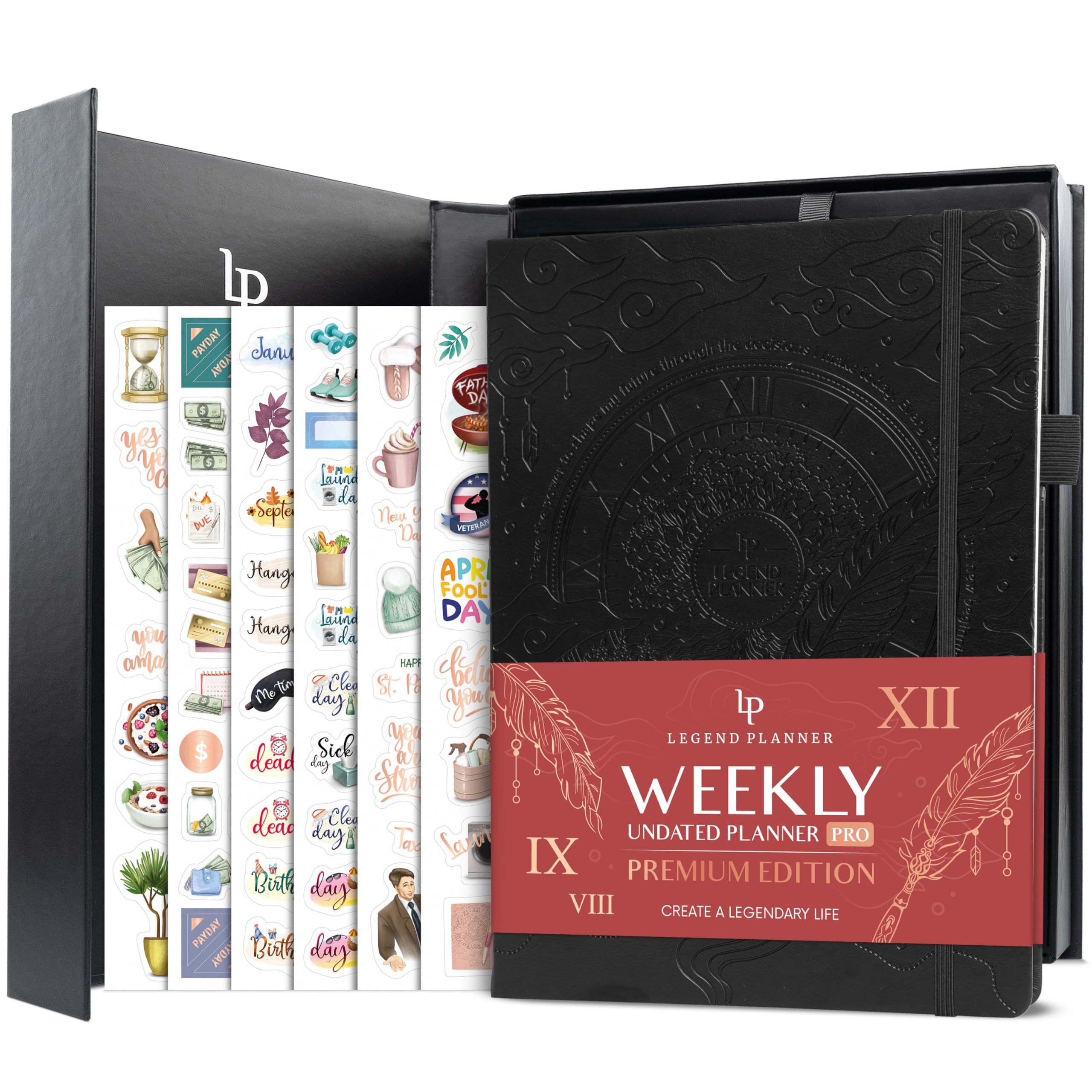 Legend Planner PRO Premium, Large Undated Weekly, Monthly & Budget Planner with Habit Tracker