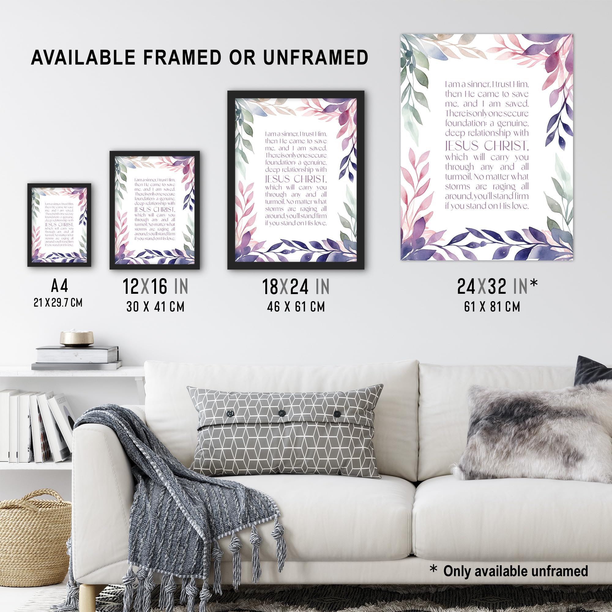 Artery8 I am a Sinner Charles Spurgeon Quote Jesus Christ Christian Bible Faith God Verse Revelations Violet Flowers Artwork Extra Large XL Wall Art Poster Print - Image 3