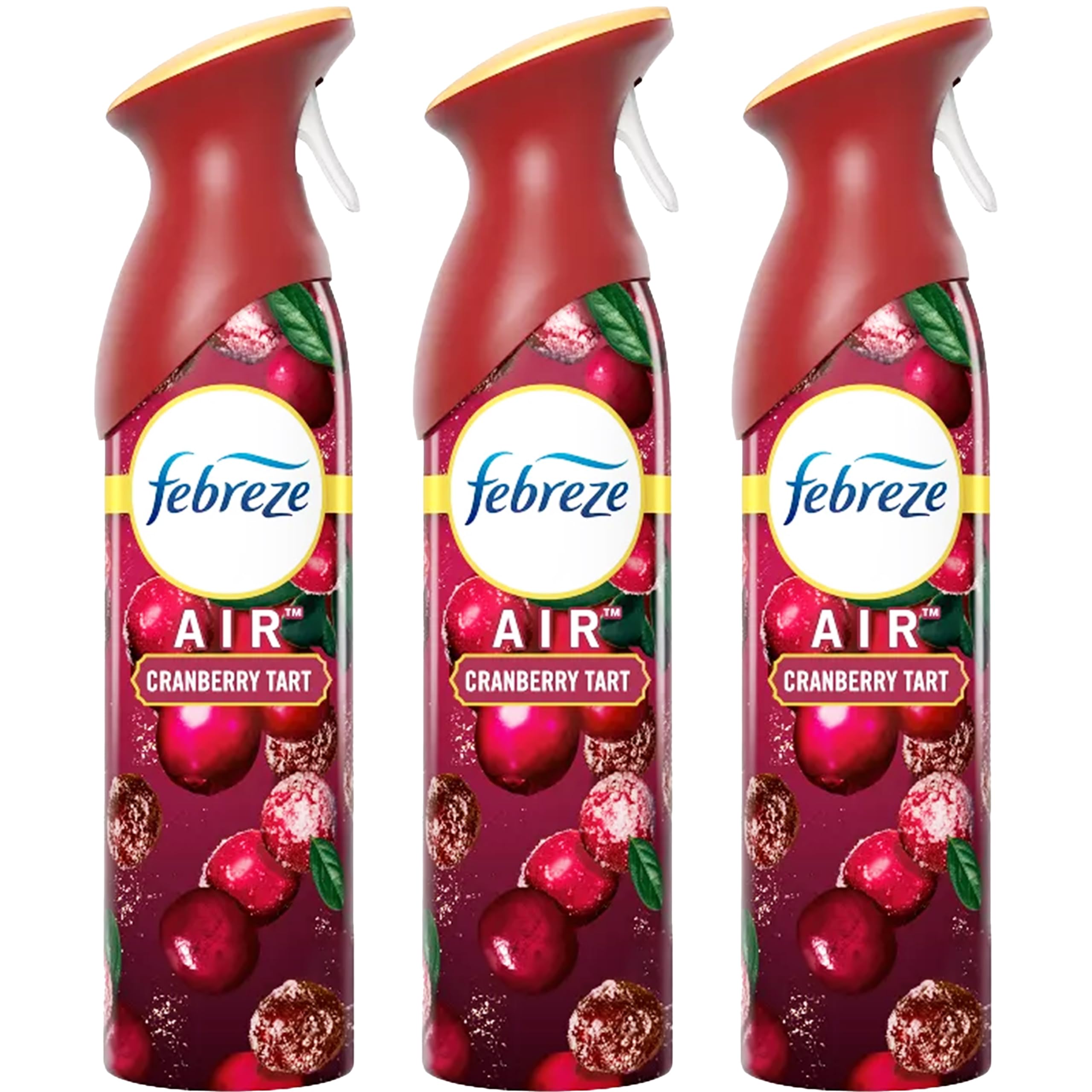 Febreze Cranberry Tart Christms Scented Air Freshener 3 Pack Odor Fighter Spray Holiday Air Freshener Limited Edition-Winter Collection