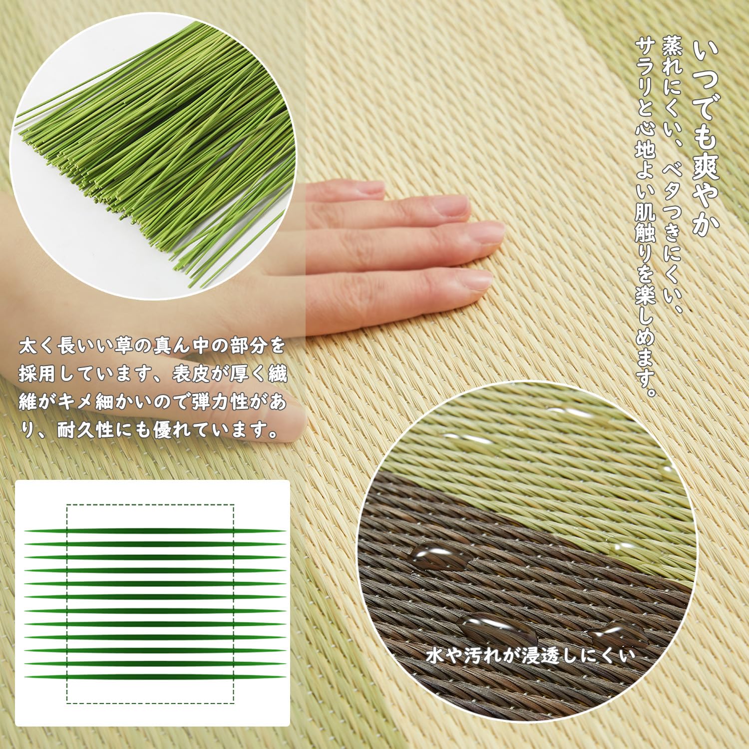 Amazon | い草 ラグ ござ カーペット 191x250cm 厚手 ウレタン入り