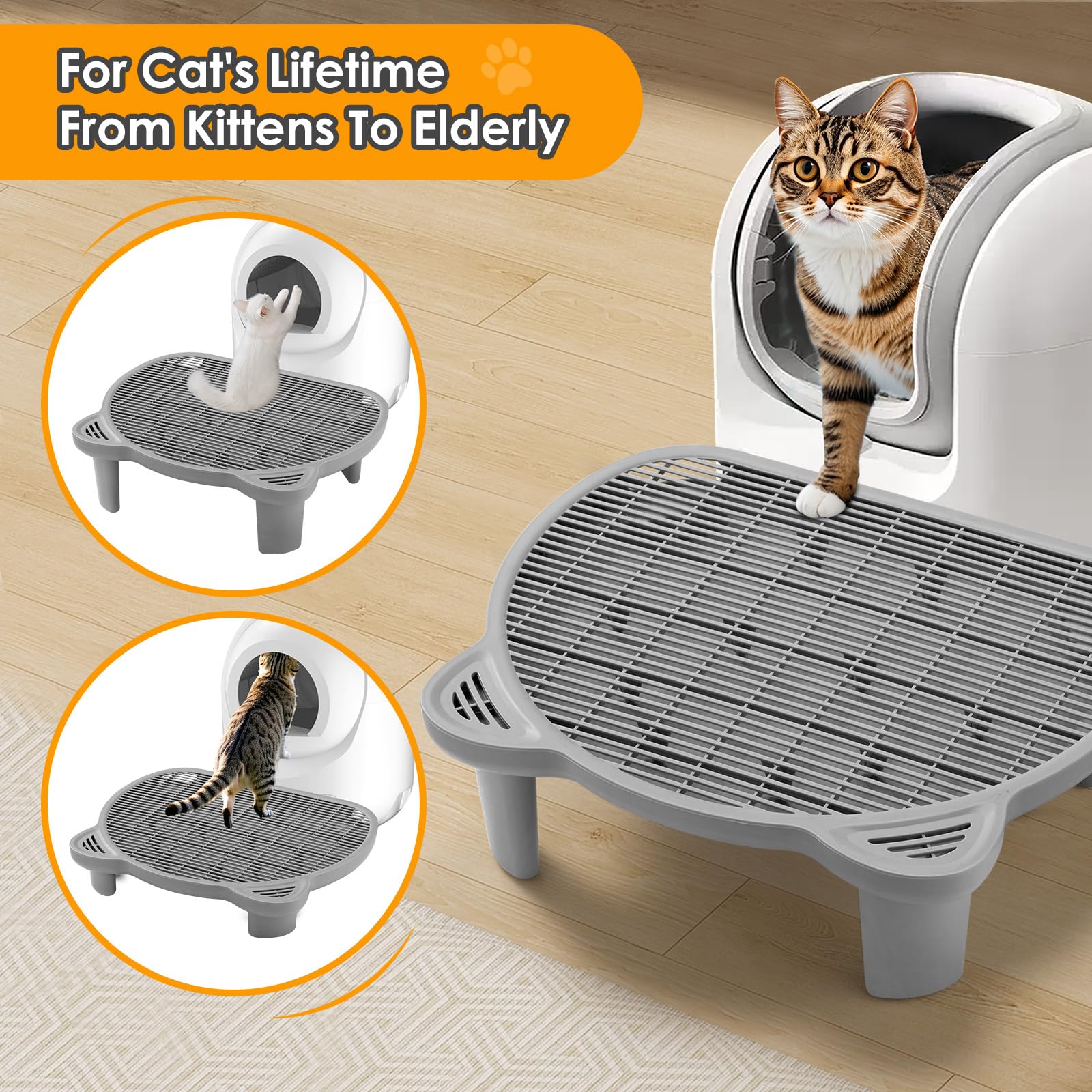 Escalón de captura de arena para gatos, taburete de trampa para caja de arena automática, autolimpieza, escaleras de recogida de arena, rampa para recoger arena para gatos o gatitos geriátricos viejos