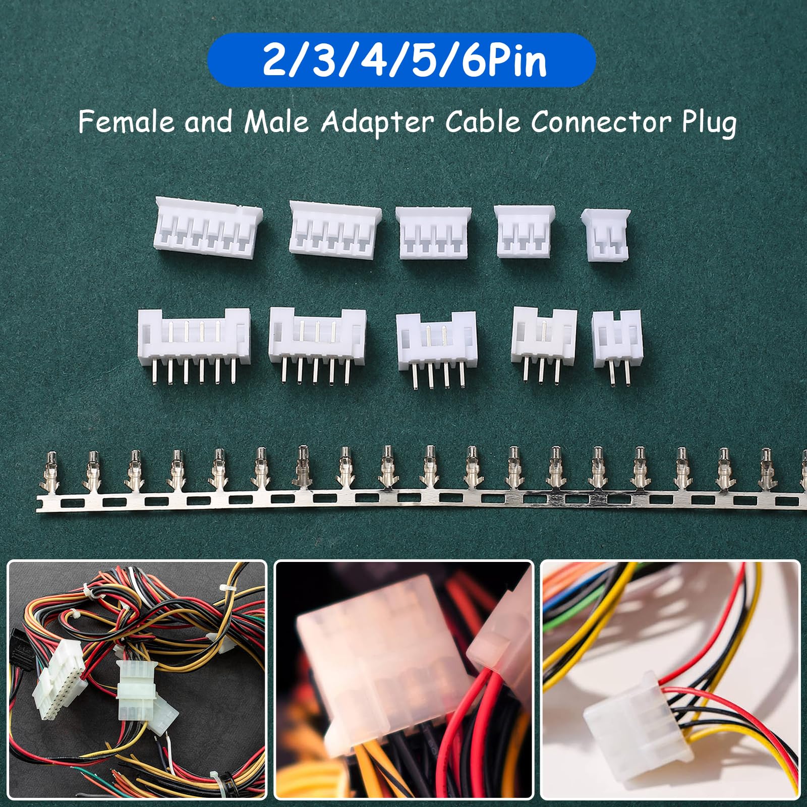 Lyeteung Kit di 420 connettori JST-PH da 2,0 mm, JST-PH 2/3/4/5/6 pin femmina e maschio, cavi pre-crimpati 22 AWG e terminale a crimpare femmina (doppio
