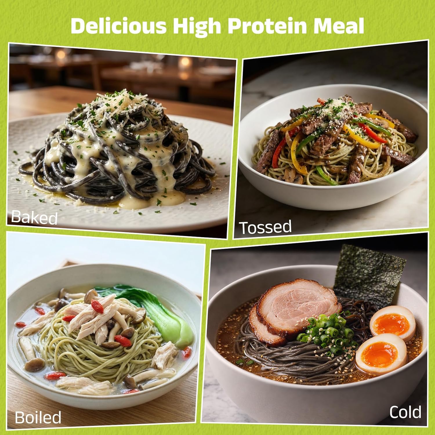 HealSpot High Protein Edamame Spaghetti,Organic Black Beans Noodles,132g Plant Based Protein Pasta,Angel Hair Pasta,Low Carb,Gluten-Free,Vegan,Keto Friendly,Healthy,Quick Cook,10.58 oz (4 Pack x 300g) | Great Taste &Texture, Rich in Fiber, Low Glycemic Index, Larger Portion Size, Cooks in 3-5 Minutes