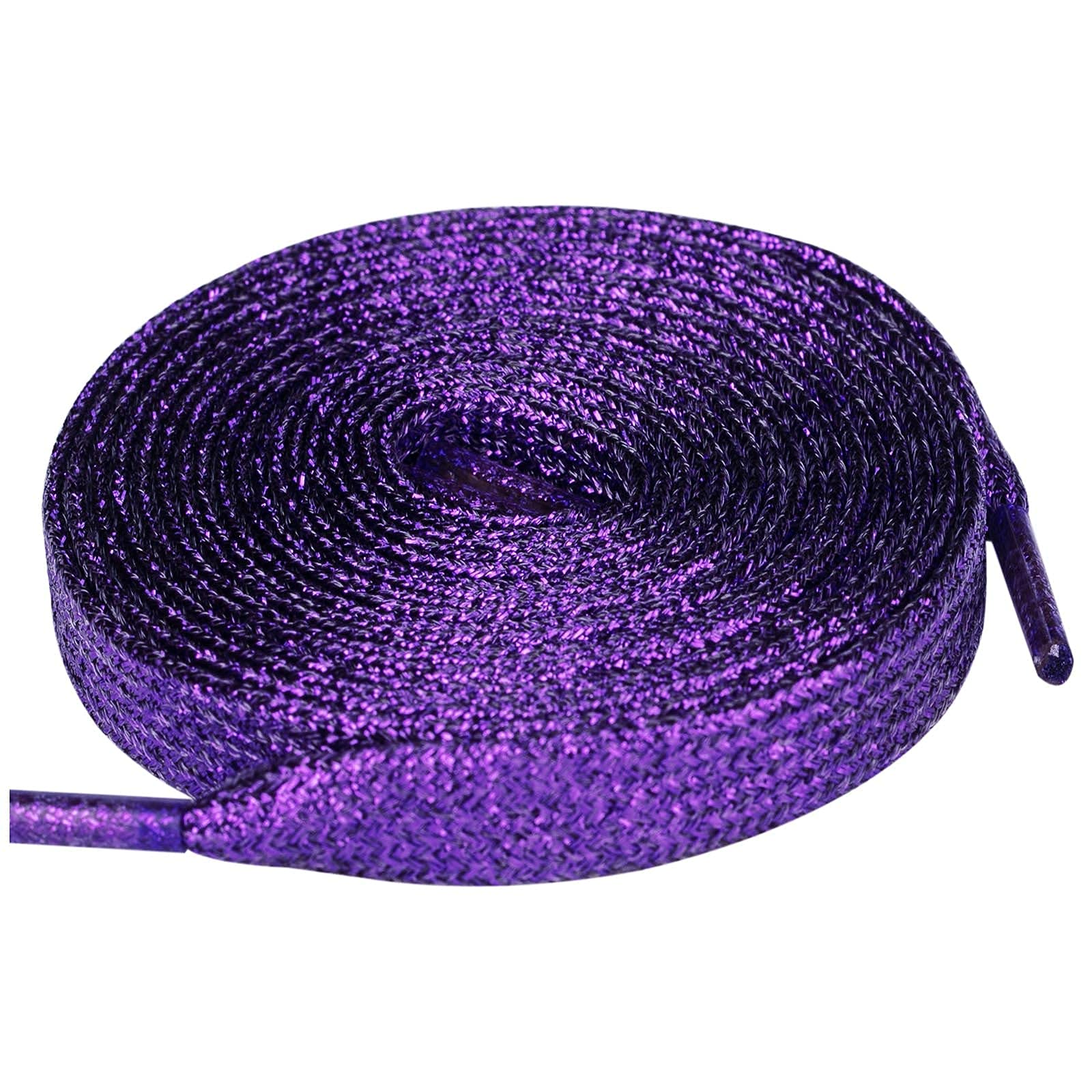 Olukssck2 Pairs Flat Glitter Shiny Metallic Shoe Laces, Colorful Sequin Shoelaces