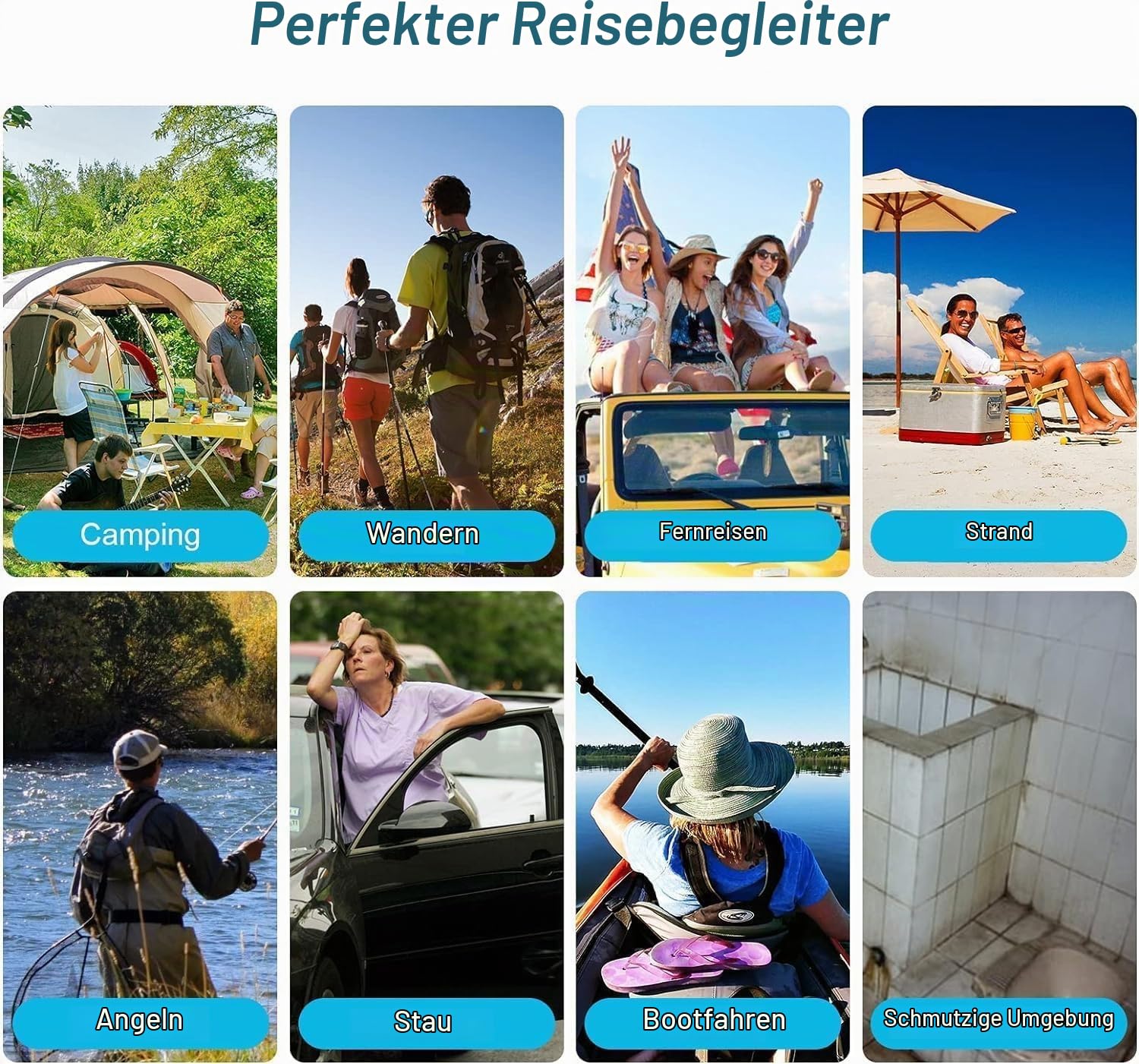 Camping Toilette, Tragbare Toilette für Erwachsene und Kinder, Faltendes wasserdichtes Porta Töpfchen für Camping, Auto, Eimer, Reisen, Outdoor, Wandern, Ausflüge, Boot, Strand, Zelt (Schwarz)
