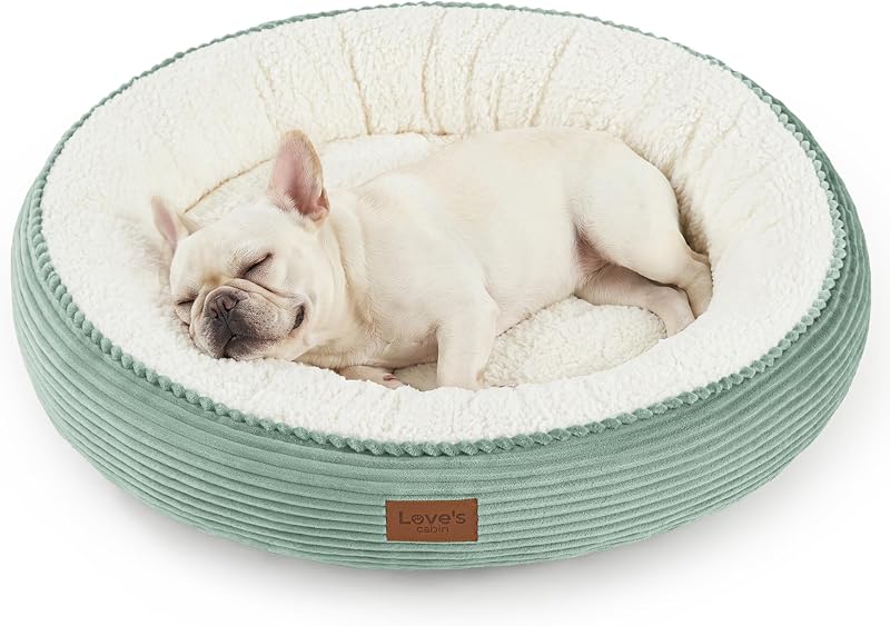 Cama Redonda Donut para Cães e Gatos Love's cabin com Base Antiderrapante e Impermeável, 76,2 cm, Apple Green
