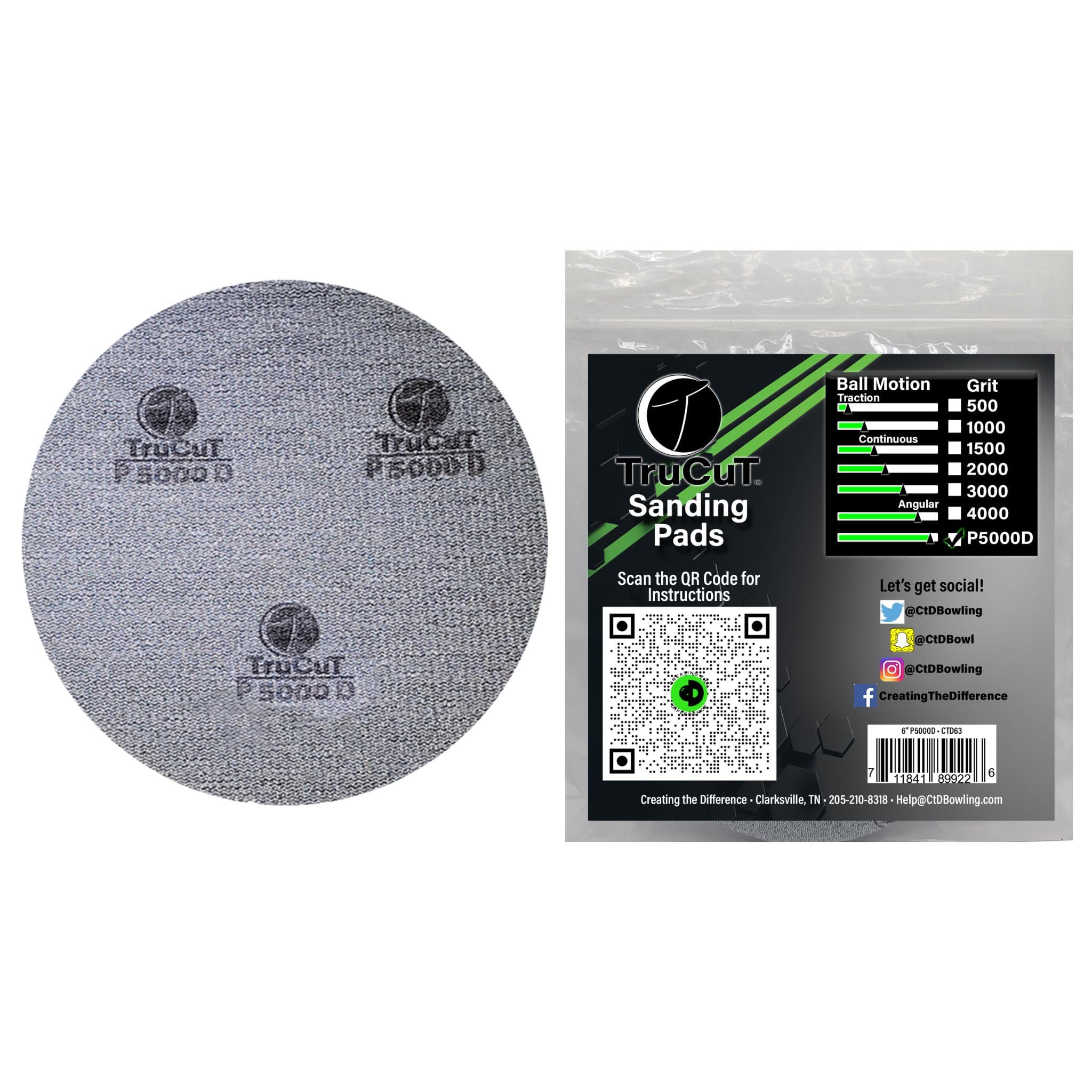 Creating the Difference TruCut Sanding Pad | P5000D grit | 6" Diameter | Sanding Pads Made for Bowling Balls | Bowling Ball Resurfacing Pads | Surface Management | Bowling Ball Restoration