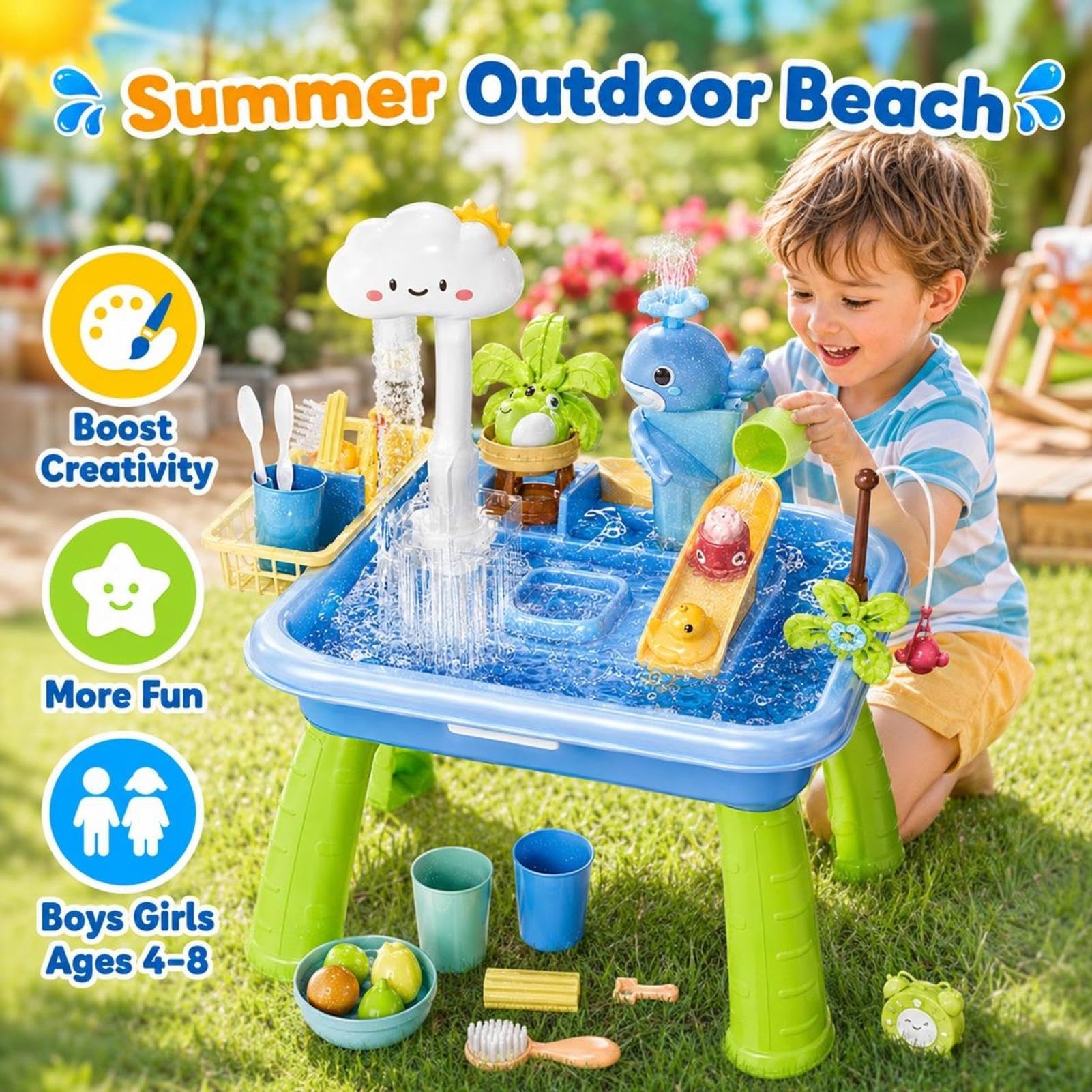 Wassertisch Für Kinder - Wasserspieltisch Mit Pumpe 4 In 1 Sand Und Wasser Spieltisch Ab 3 Jahre