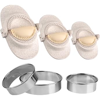 winter shore dumpling maker & empanadas maker set with round dough cutter [3 sizes] - ravioli maker food safe - wonton pot sticker pierogi & gyoza maker - small 7 cm medium 8 cm large 11 cm