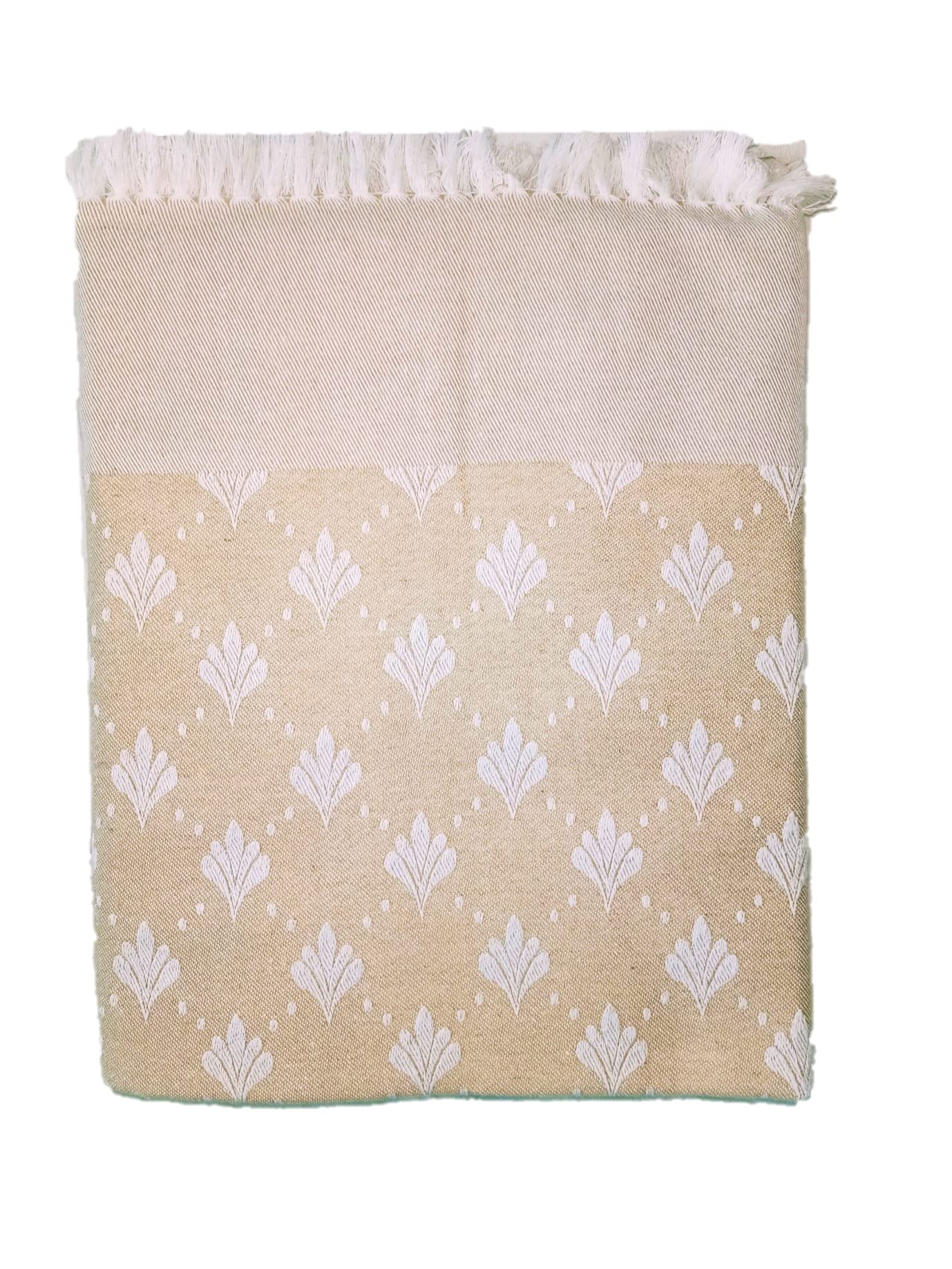 KGK Cotton Biege Floral Blanket Size :60 x 90 inches