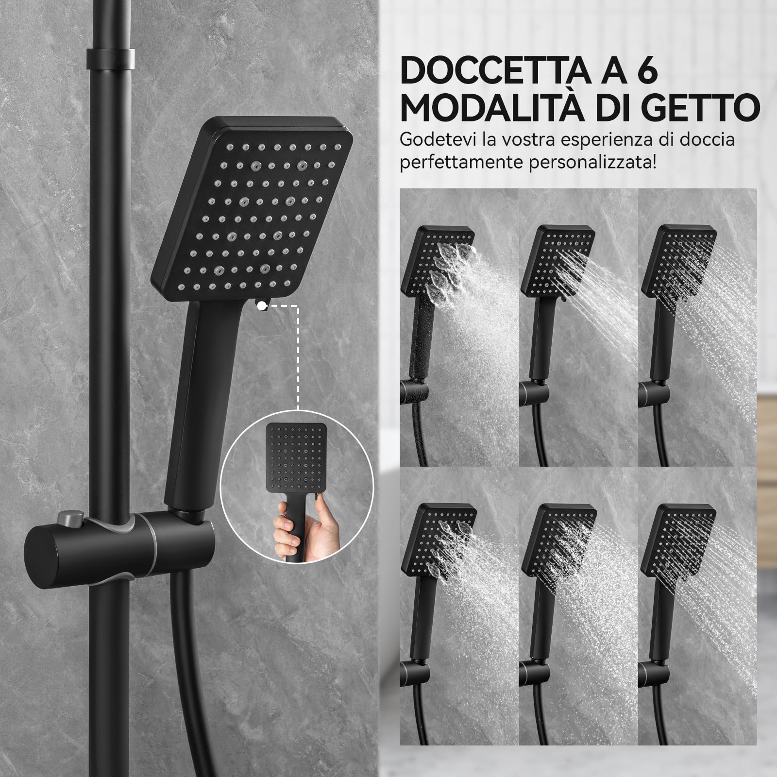 Auralum Colonna Doccia Termostatica con Soffione Doccia Acciaio Inox 30cm