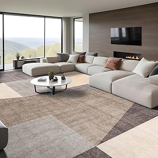Washable Modern Area Rug: 10x14 Large Geometric Area Rugs for Living Roo...