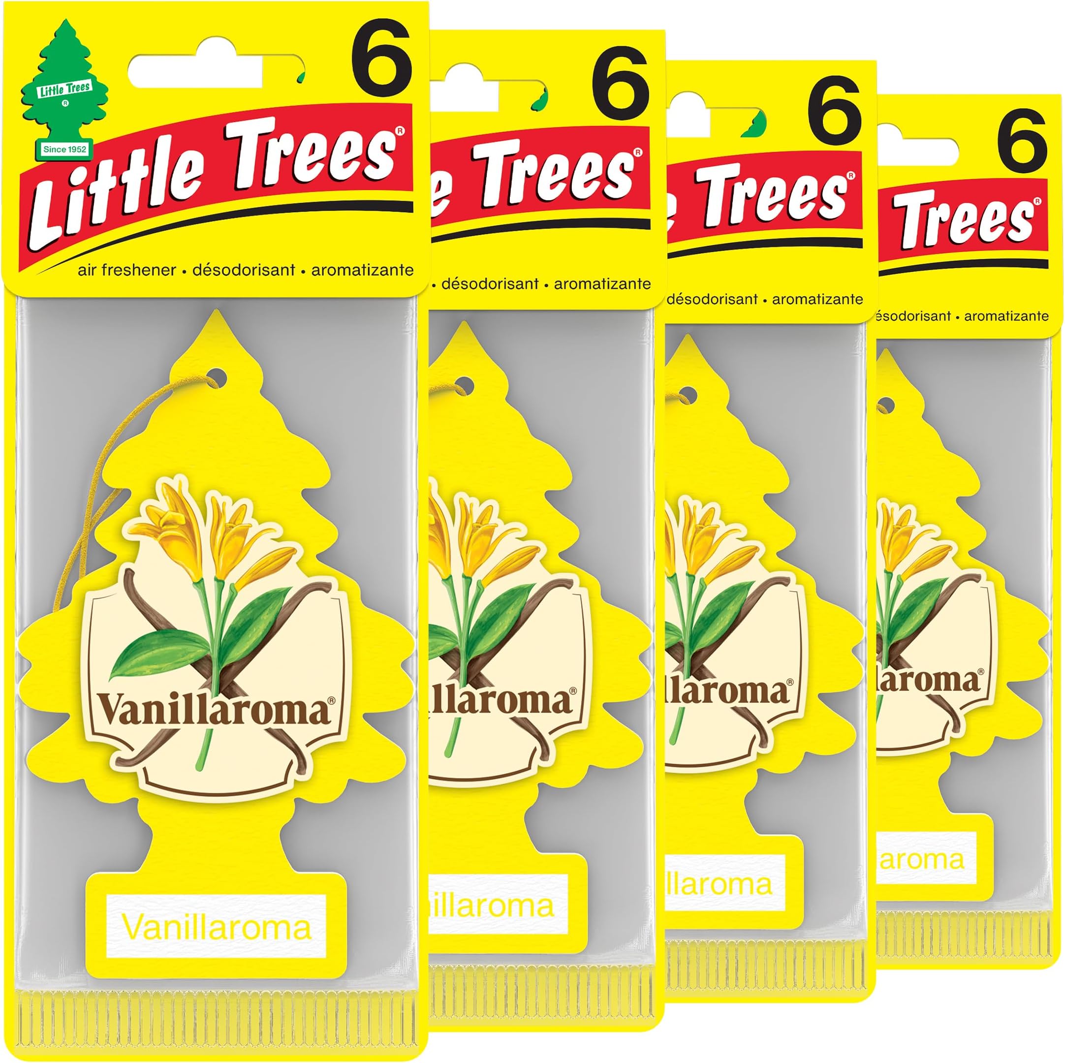 LITTLE TREES Air Fresheners Car Air Freshener. Hanging Tree Provides Long Lasting Scent for Auto or Home. Vanillaroma, 24 Air Fresheners