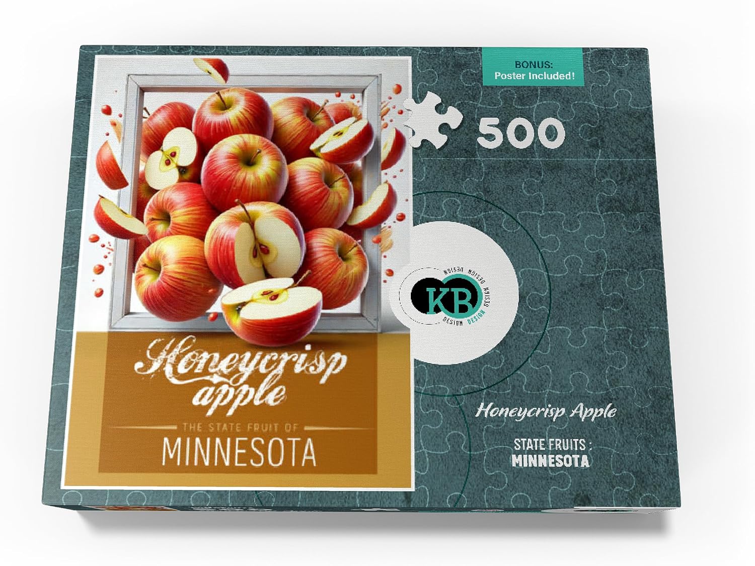 MyPuzzle Colorful Fruits: Minnesota, Honeycrisp Apple - State Fruits Series - Premium 500 Piece Jigsaw Puzzle for Adults
