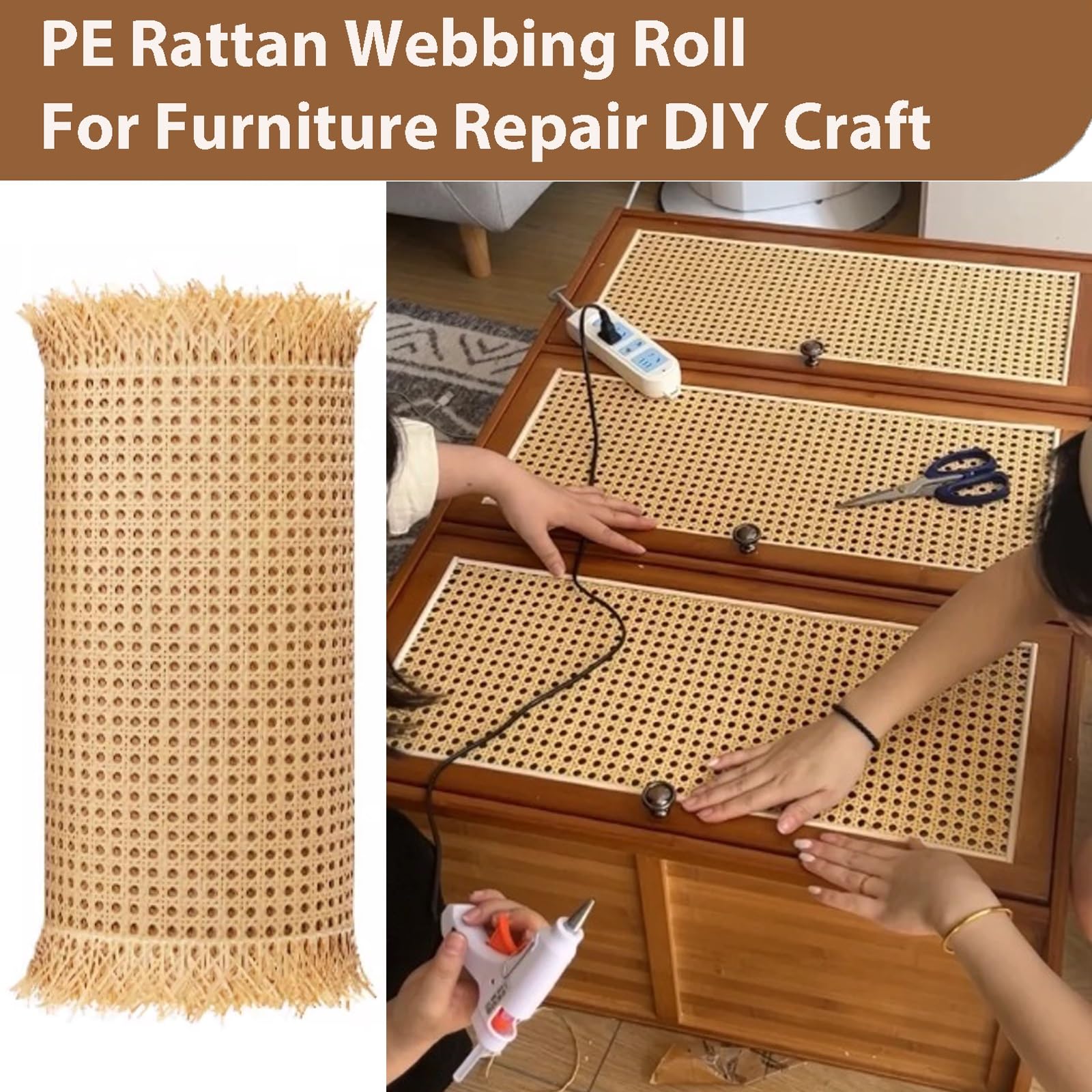 Rotolo di rattan sintetico, 35-100 cm, tessuto di plastica per artigianato, nastro in finto vimini, materiale rattan per progetti fai da te (larghezza 61 cm)