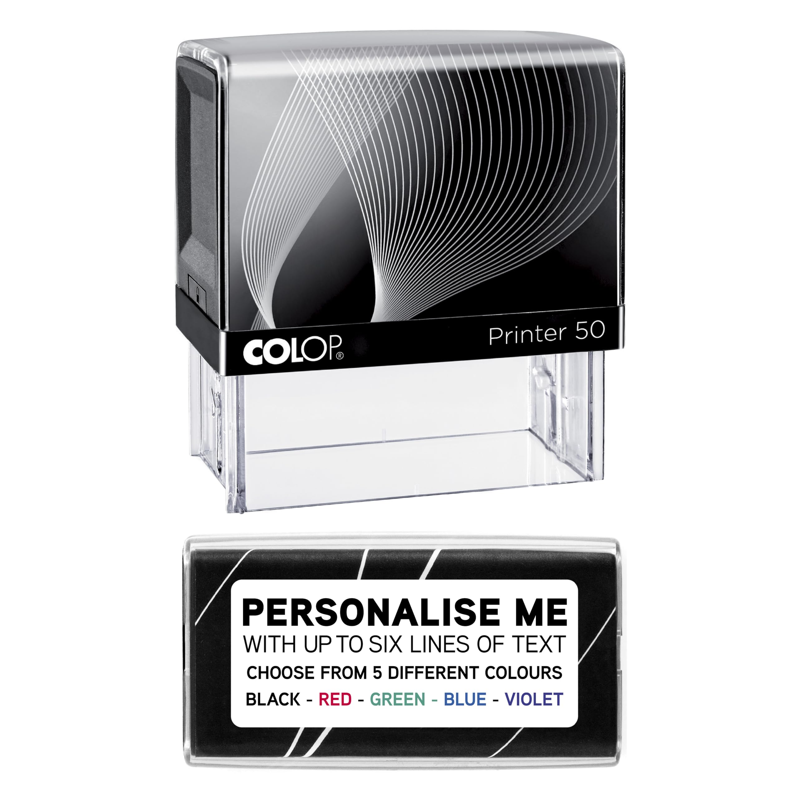 Premium Personalised Custom Made Self-Inking Business Company Address Rubber Ink Stamp - Up to 6 Lines of Customised Text - 70 x 30mm
