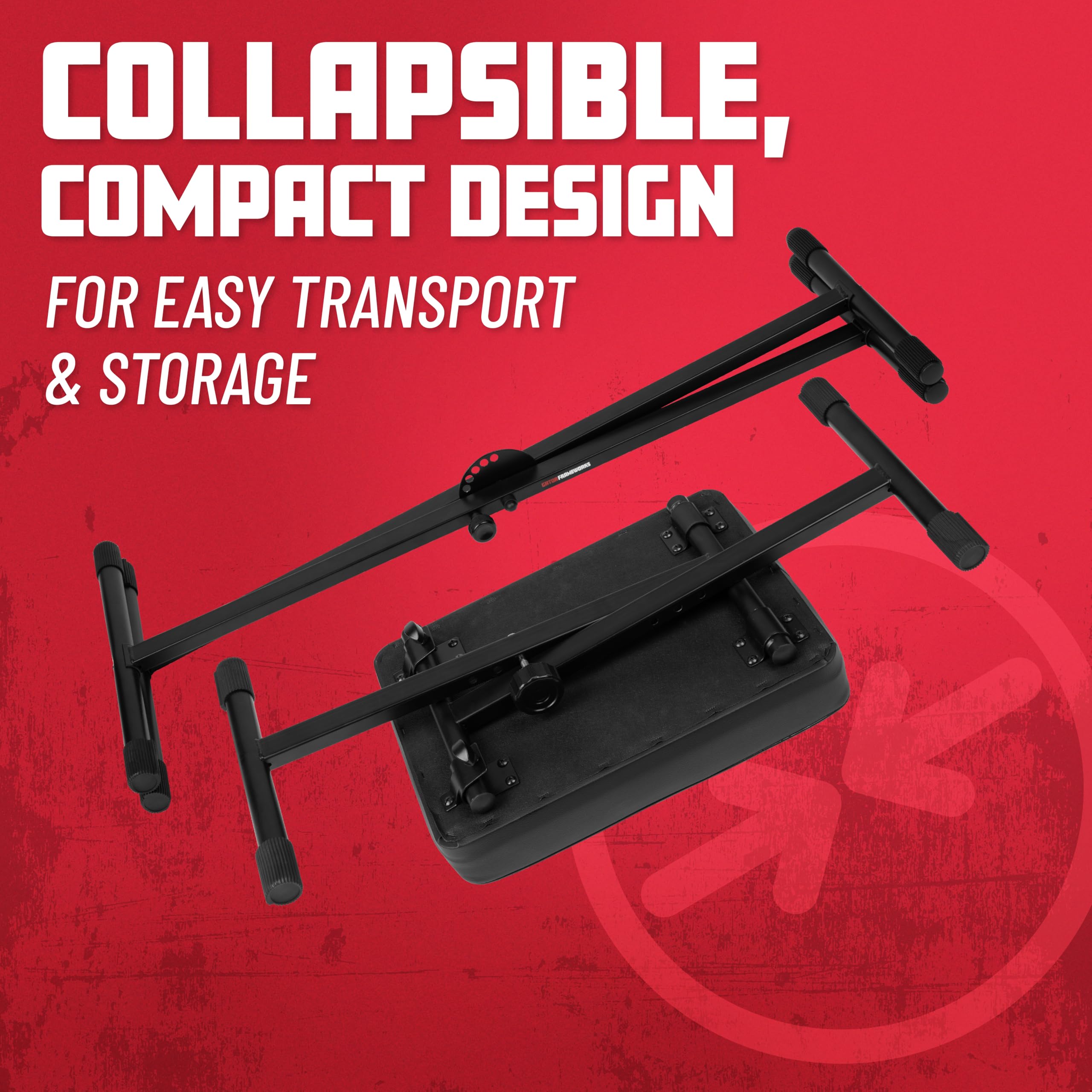 Gator Frameworks Kompakte und klappbare Keyboard-Bank und X-Stand Set; (GFW-KEYBENCH-Set)