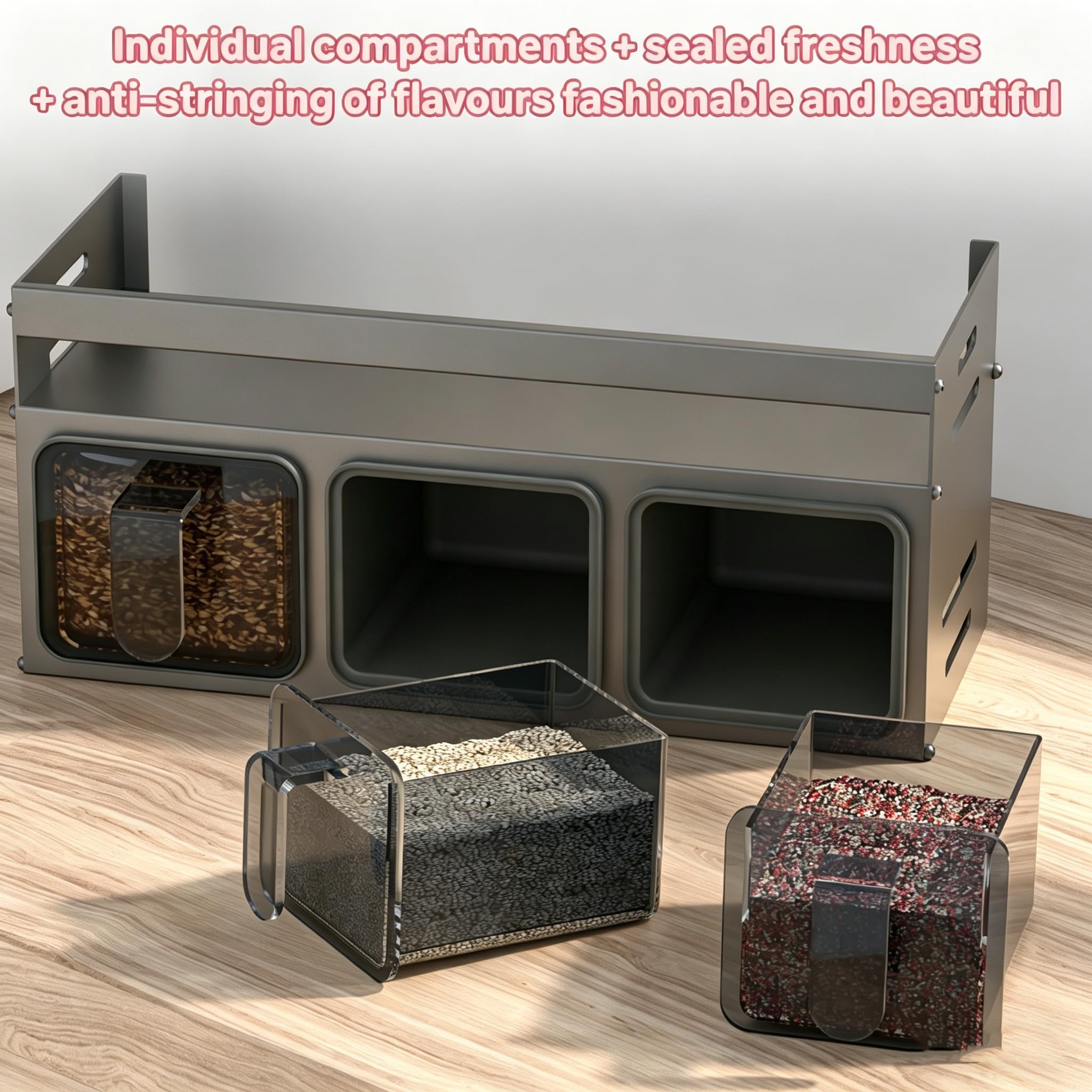 Estante para especias colgante de pared – Estante de especias de doble nivel para puerta de armario y pared, material de montaje (acero al carbono, gris pistola, 3 compartimentos-BY)