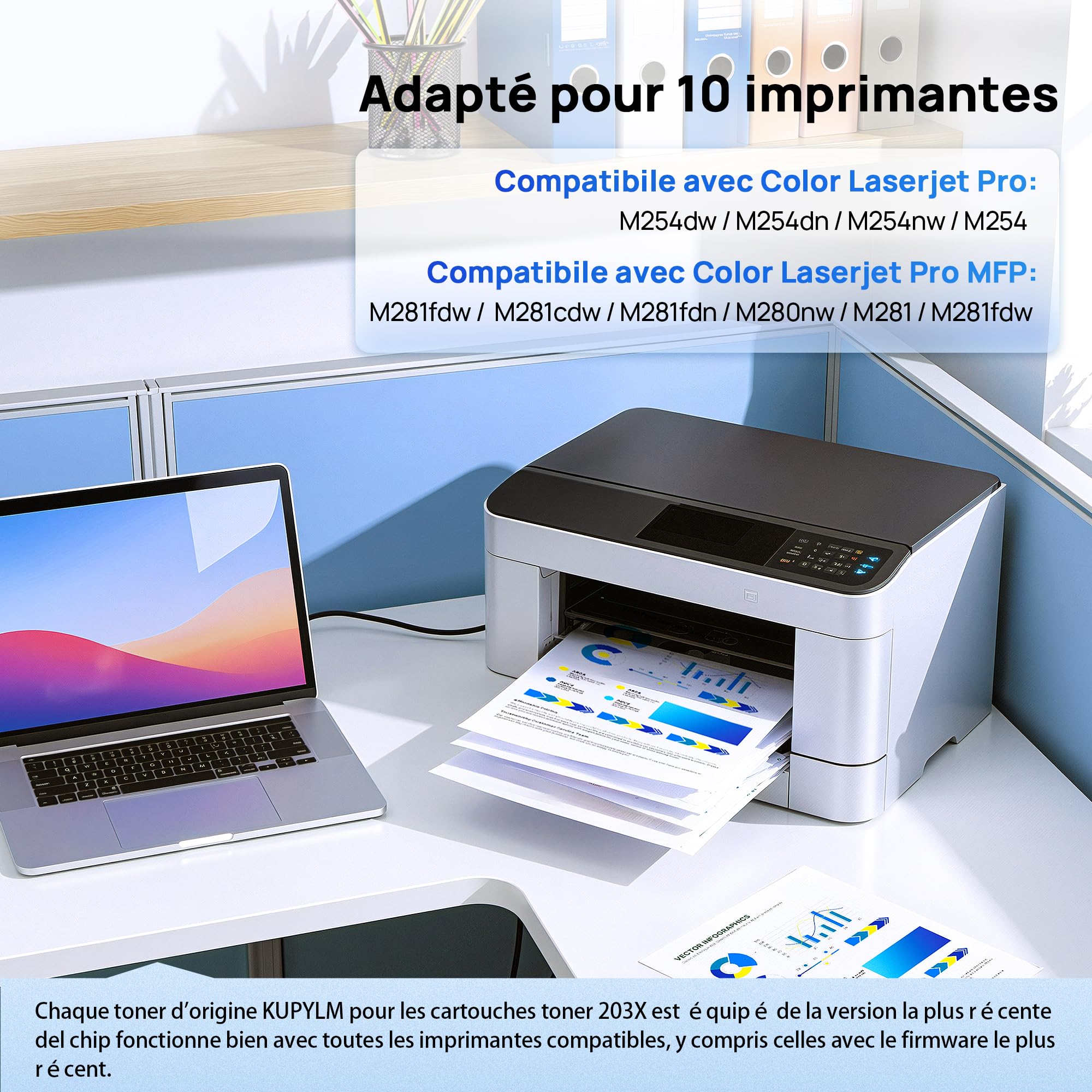 203X 203A Compatible pour HP Color LaserJet Pro MFC M281fdw M281fdn M280nw | Compatible pour Toner HP Color LaserJet Pro MFC M281fdw M281fdn M280nw M254dw M254nw pour HP 203X jaune cf541x (4-Pack)