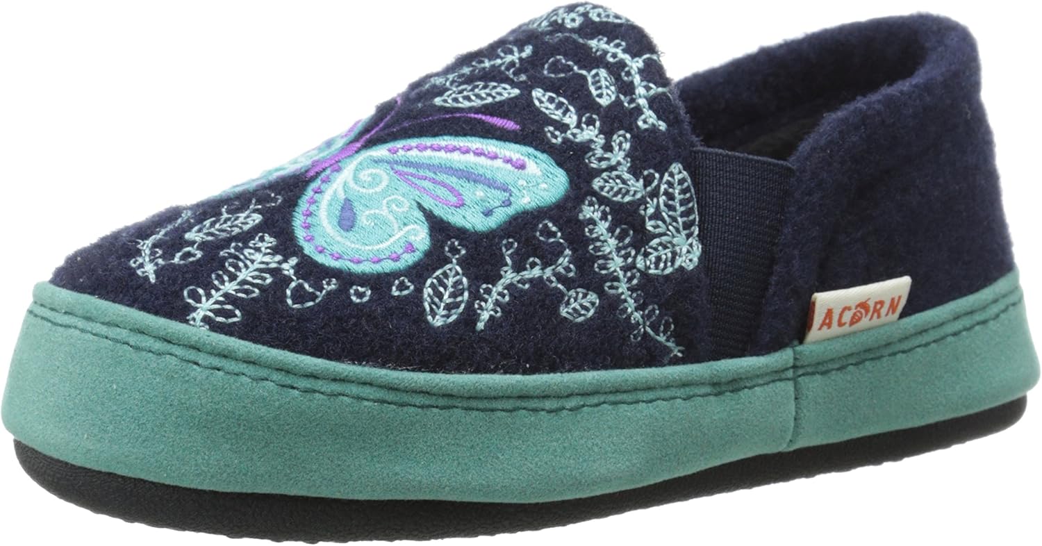 Acorn unisex child Colby Gore Moc slippers, Navy Butterfly, 8-9 Toddler US