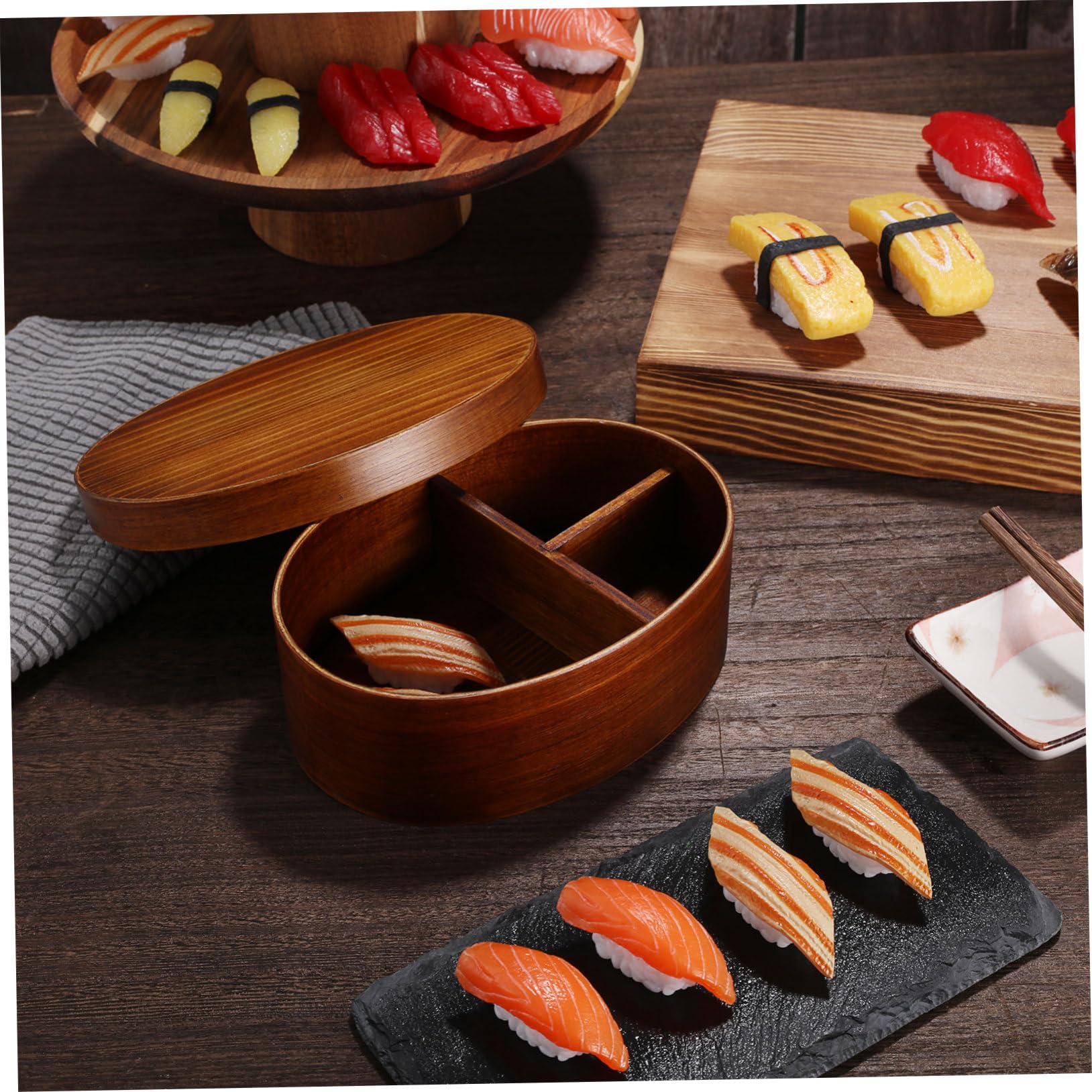 Boîte Bento Japonaise Rétro en Bois pour Sushi et Déjeuner Rentrée Scolaire