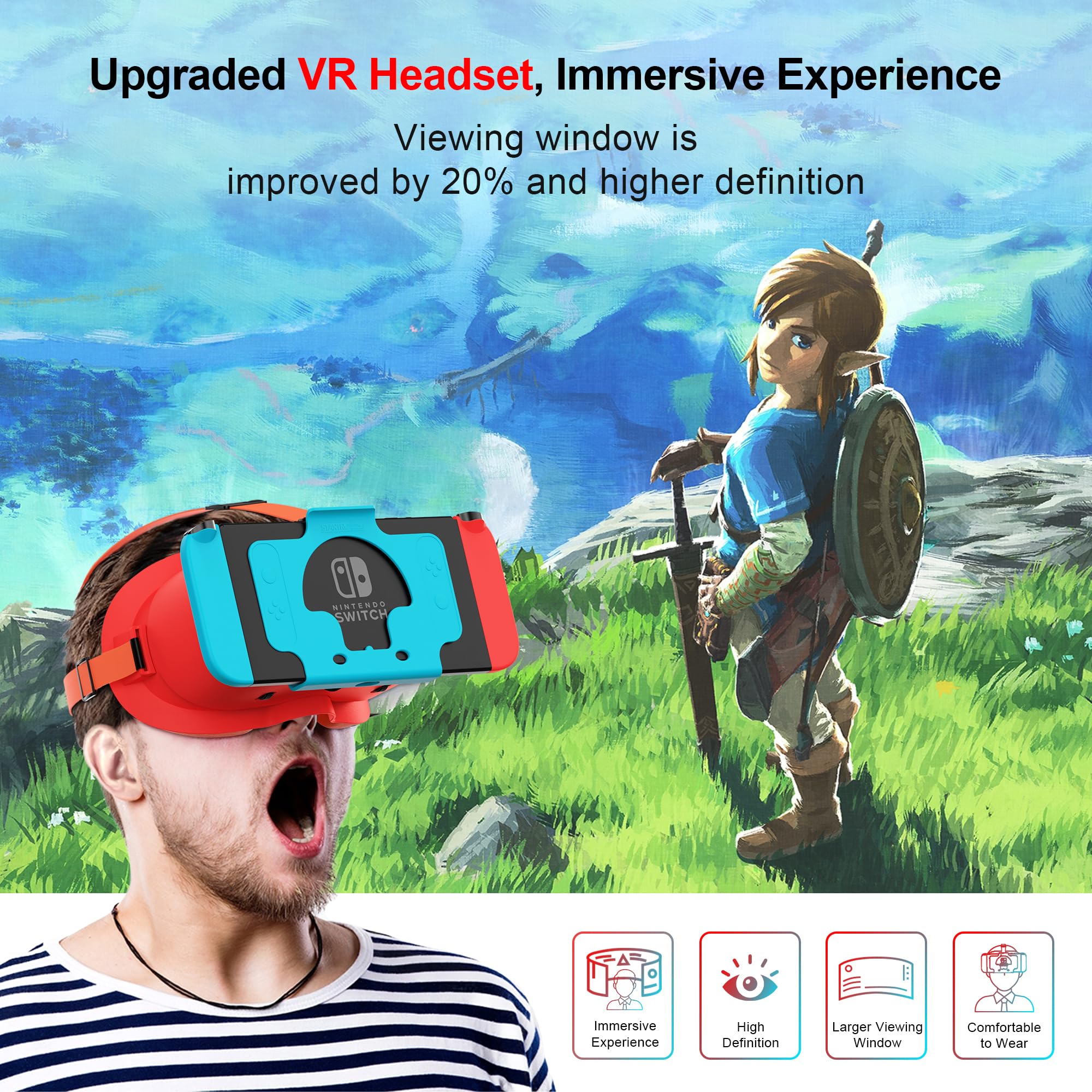 Auriculares VR para Nintendo Switch & Switch OLED, Gafas de Realidad Virtual con Lentes HD Ajustables y cómoda Correa para la Cabeza, Kit Labo VR 3D para Accesorios Switch