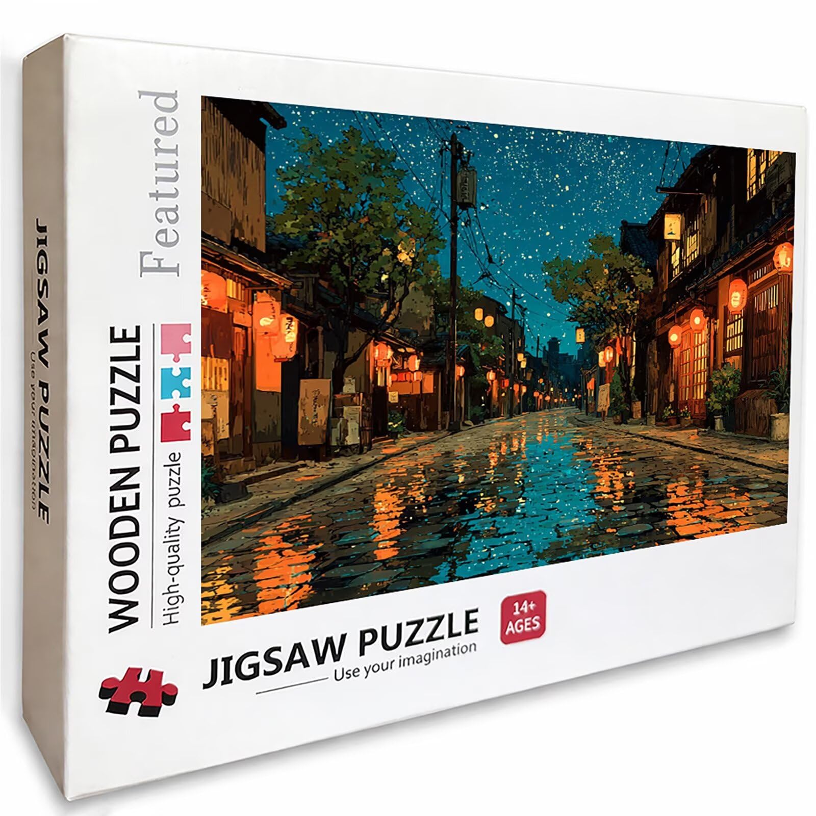 Puzzle drewniane gwiaździste niebo, widok ulicy Puzzle 3000 elementów dorosłych z pudełkiem 122 x 81 cm, rodzinny wypoczynek, gra edukacyjna najwyższej jakości puzzle wyzwanie, letnie prezenty, B-2103