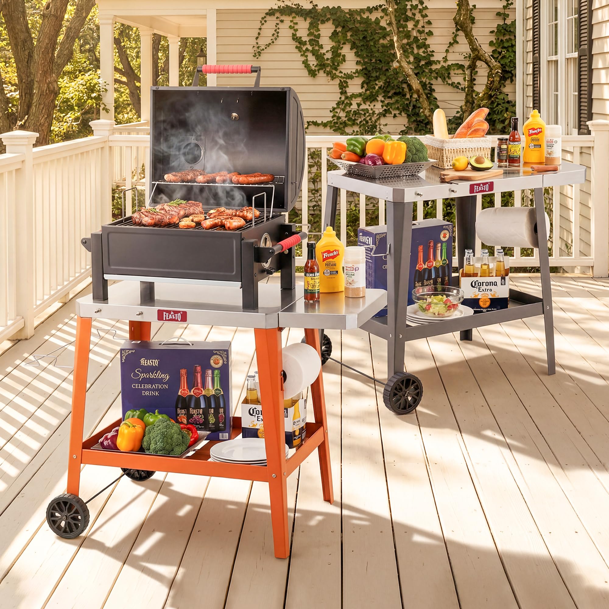 Grillwagen Outdoor wetterfest Servierwagen Pizzatisch Pizzaofen Tisch