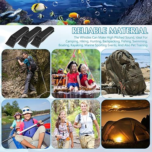 Miniatura 7 de 100 Piezas de Silbatos de Emergencia con Cordón Silbatos de Seguridad y Supervivencia Sonido Fuerte para Seguridad, Camping, Senderismo, Navegación,