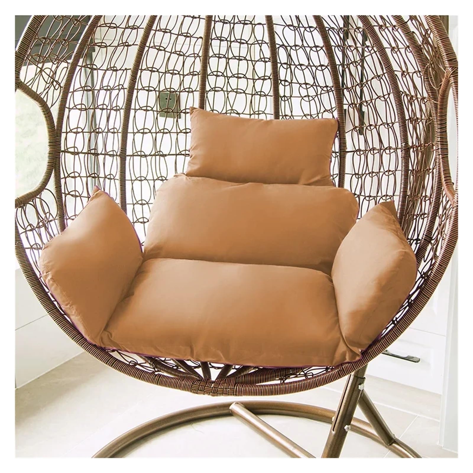 IRGVJIFR Egg Chair Cushion Outdoor Beach Chair Pad Hanging Egg Basket Swing Cushions Garden Rattan Patio Cushion For the garden(Camel)