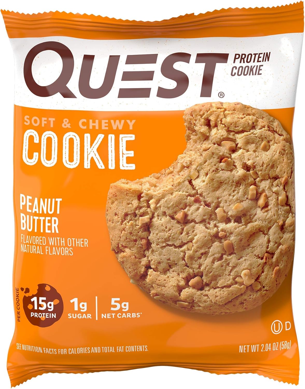 Quest Nutrition Protein Cookie, Peanut Butter,2.04 Ounce, Pack of 12